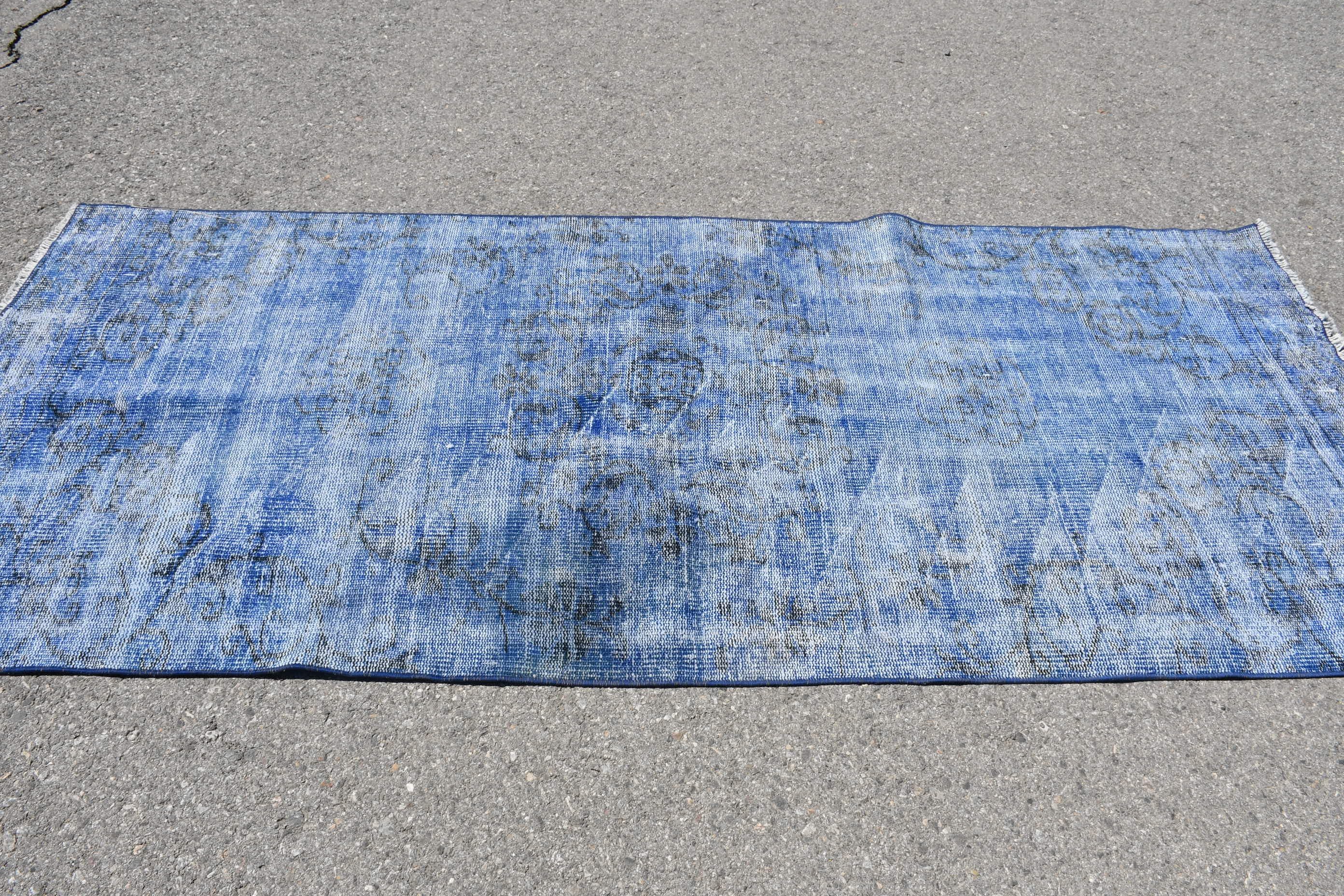 Kitchen Rugs, Anatolian Rug, Indoor Rugs, Vintage Rug, Blue Oushak Rug, Decorative Rugs, 3.6x8.5 ft Area Rug, Living Room Rug, Turkish Rug
