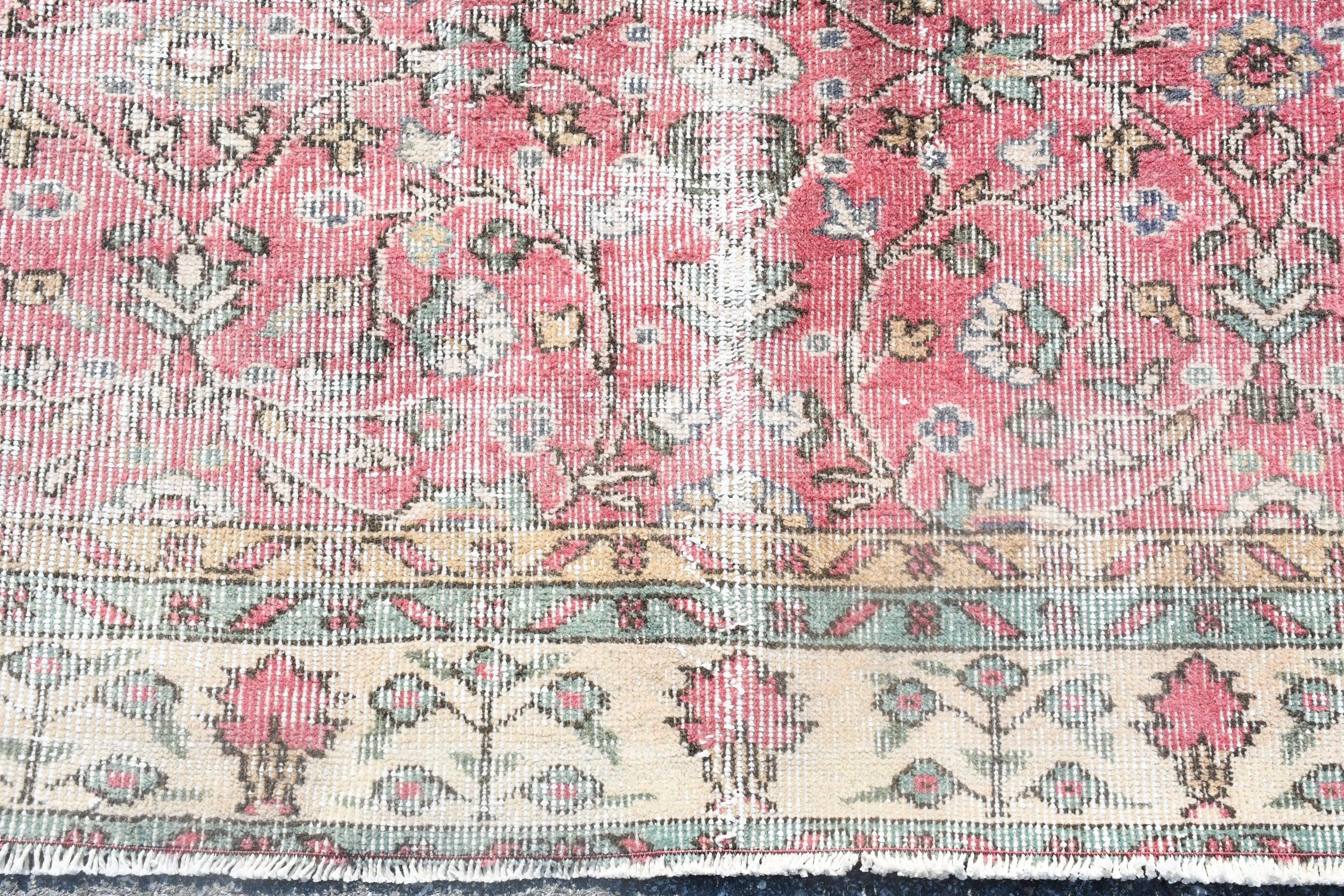 Bedroom Rug, Pink Wool Rug, Vintage Rugs, Turkish Rug, Kitchen Rug, 5.8x9.1 ft Large Rug, Salon Rug, Oushak Rugs, Pale Rug, Rugs for Salon