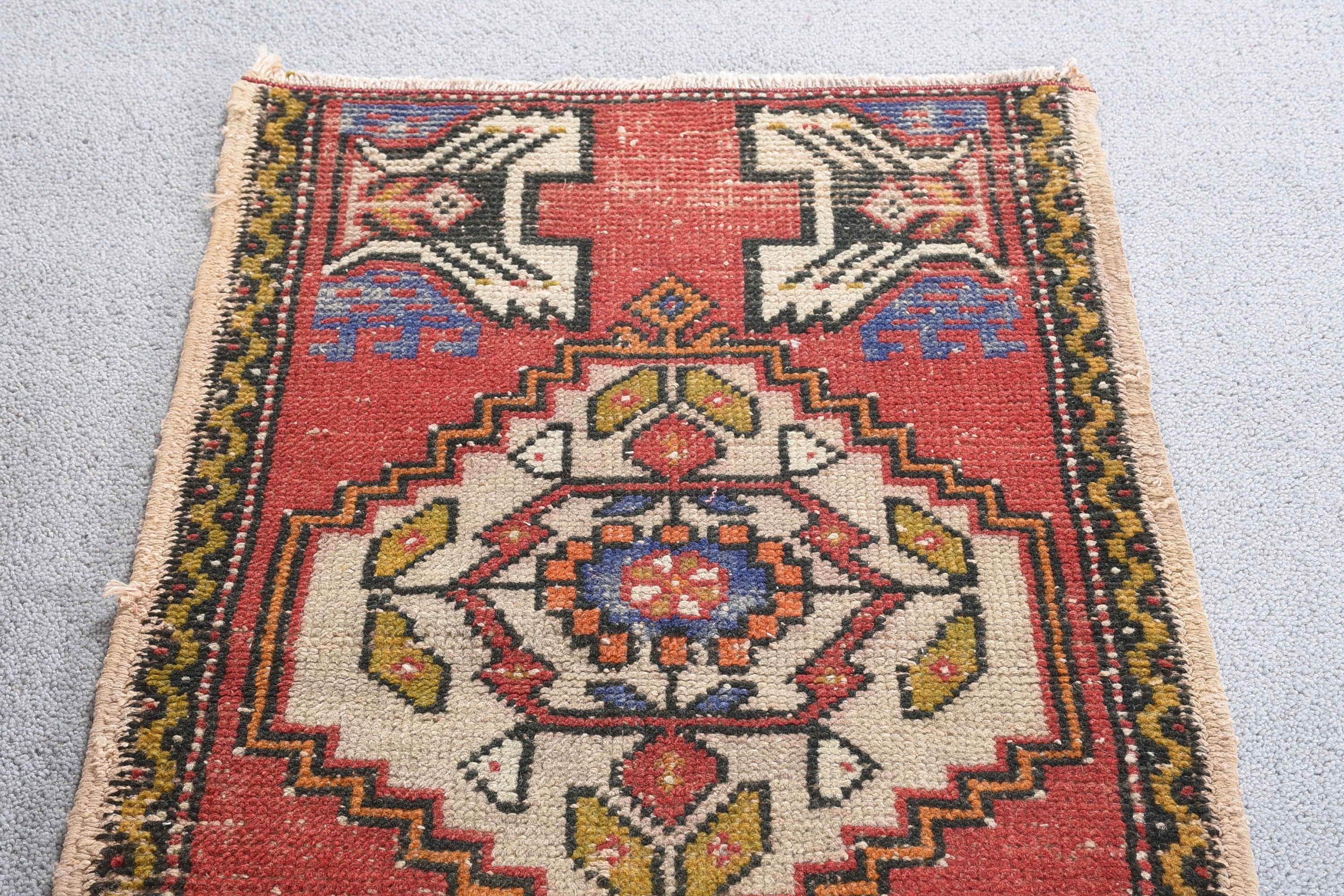 Turkish Rug, Door Mat Rug, 1.6x2.7 ft Small Rug, Rugs for Door Mat, Floor Rugs, Oushak Rugs, Red Oriental Rug, Nursery Rugs, Vintage Rugs