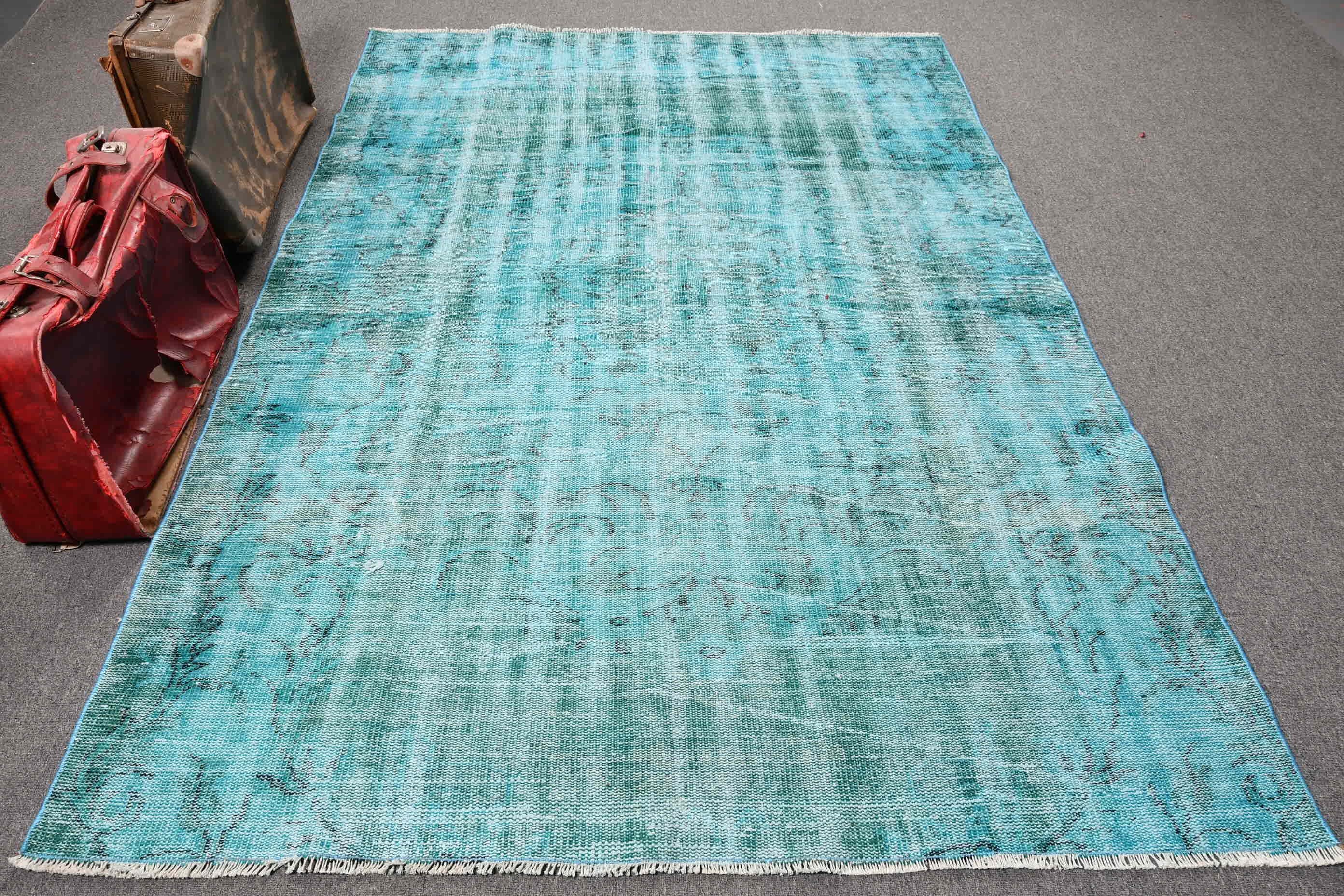 Vintage Rugs, Dining Room Rugs, Blue  5.6x8.2 ft Large Rug, Bedroom Rugs, Oushak Rug, Turkish Rug, Eclectic Rug