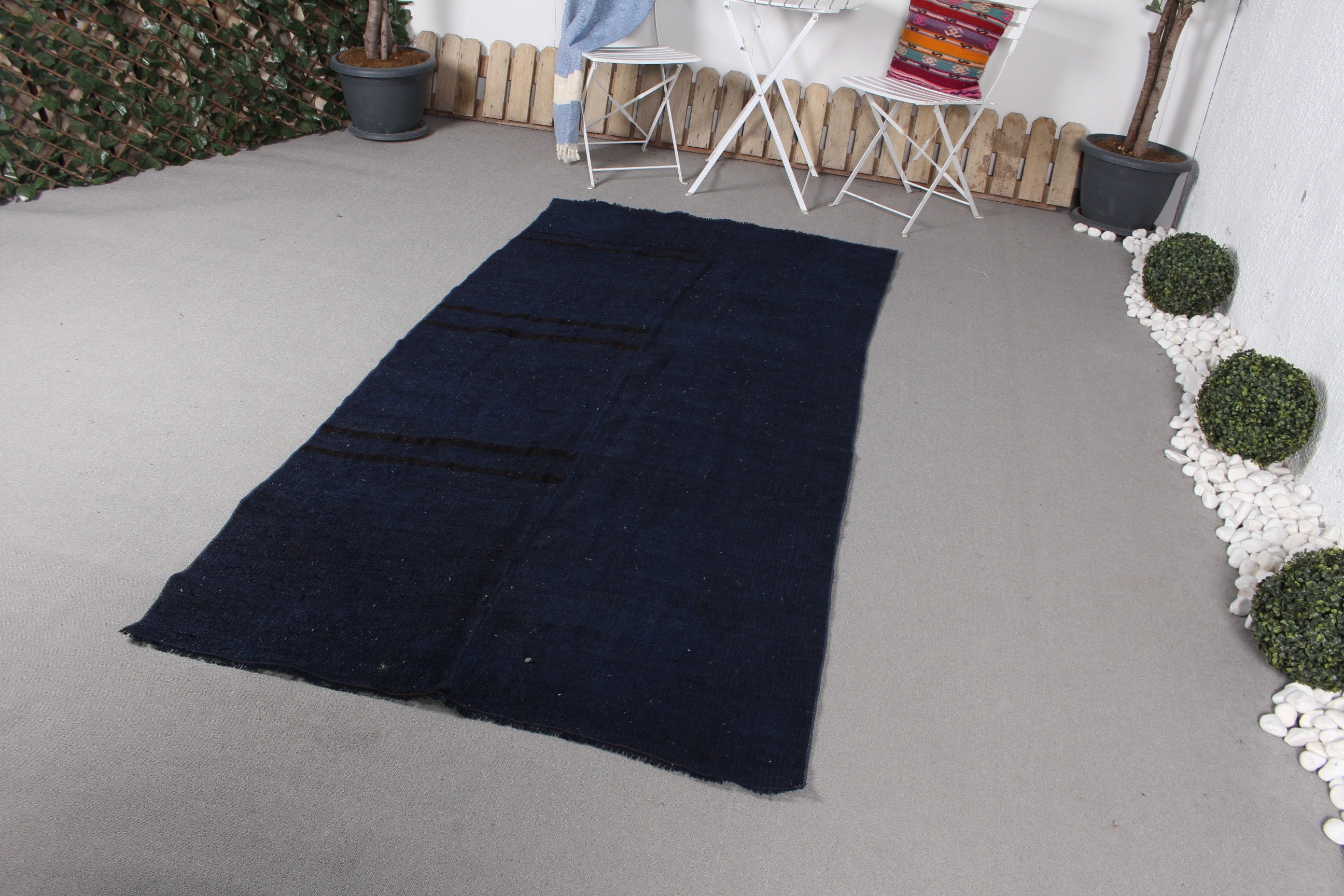 Nursery Rugs, Vintage Rug, Vintage Area Rug Rugs, 3.9x7.8 ft Area Rug, Turkish Rug, Rugs for Indoor, Blue Cool Rug, Wool Rug