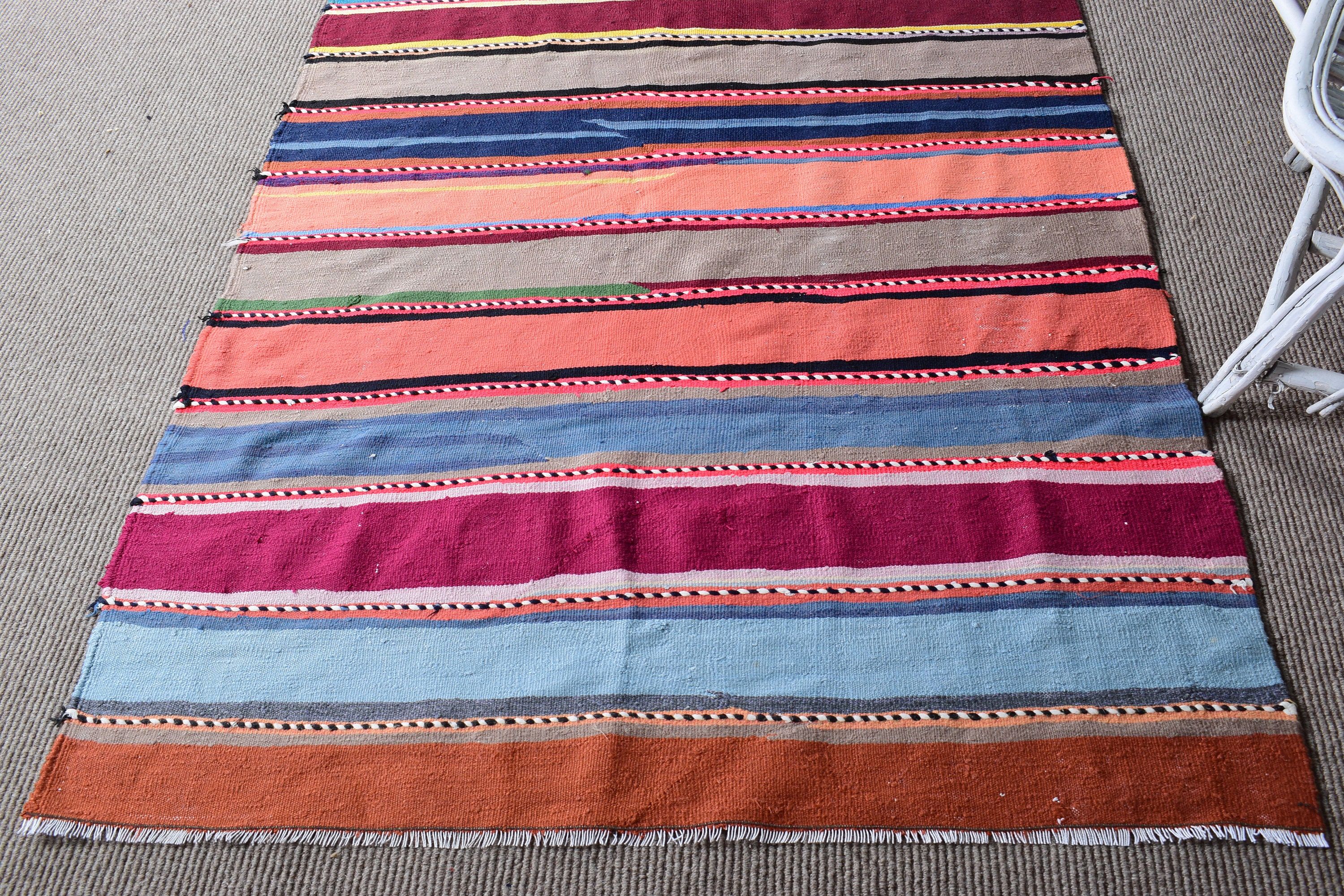 Kilim, Çocuk Odası Halıları, Türk Halısı, 4,3x8,9 ft Alan Halıları, Gökkuşağı Oushak Halısı, Mutfak Halısı, Çocuk Halısı, Vintage Halılar