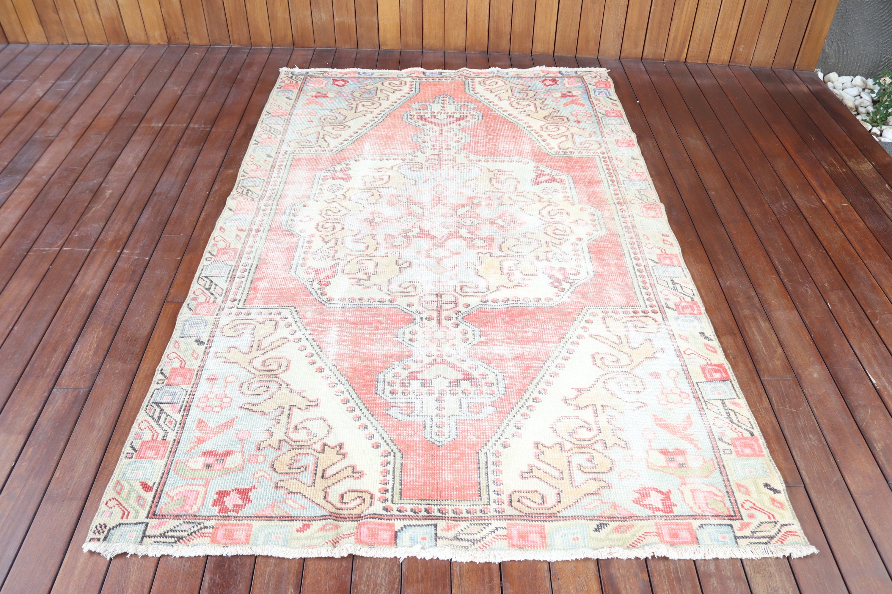 Rugs for Bedroom, Dining Room Rugs, Oushak Rug, Red Oriental Rugs, 4.6x6.9 ft Area Rug, Vintage Rugs, Turkish Rug, Exotic Rug, Floor Rug