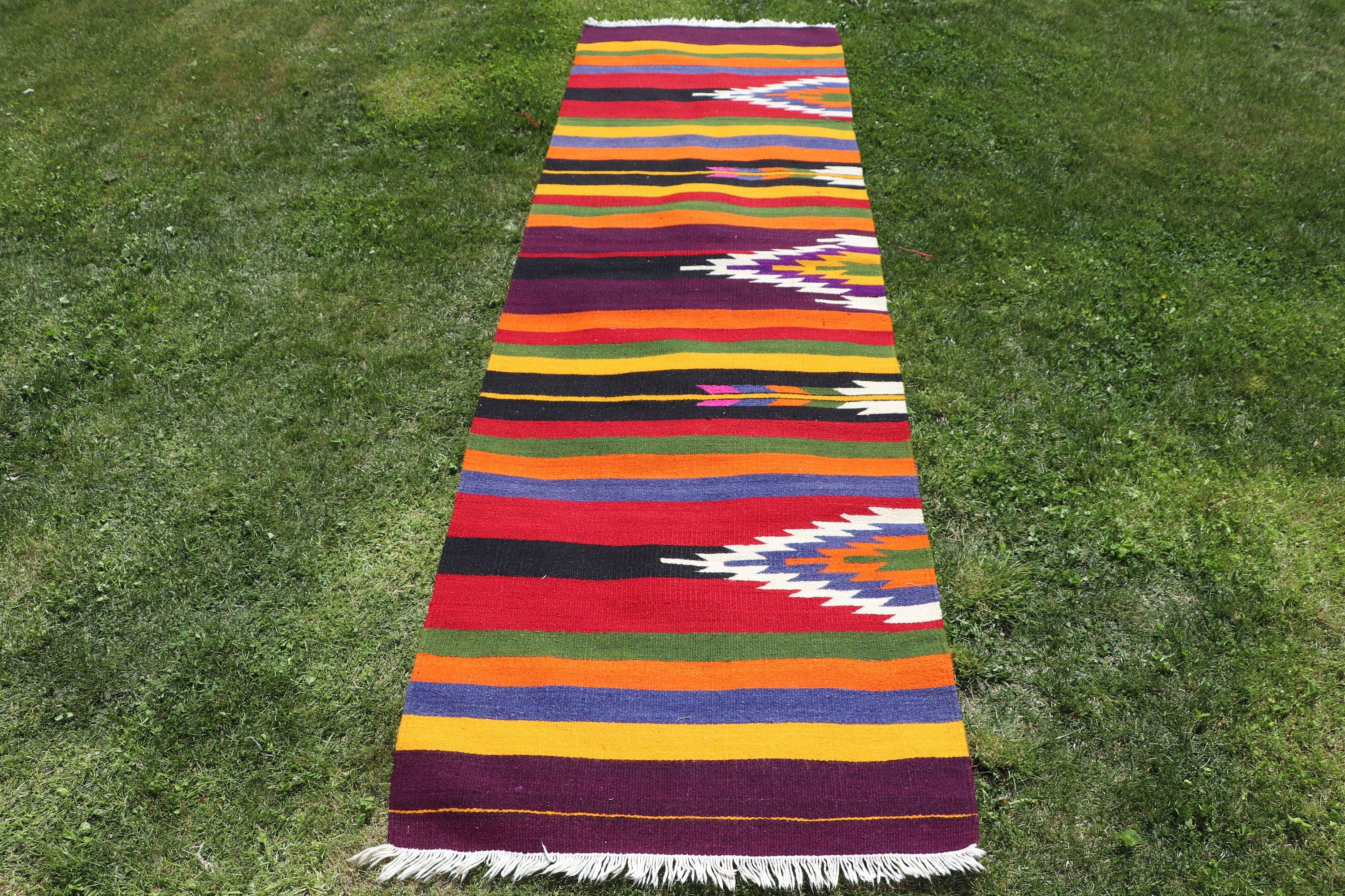 Beni Ourain Runner Halı, Vintage Halı, Mor Yatak Odası Halıları, Türk Halıları, Boho Halı, Yer Halısı, Kilim, 2.6x8.9 ft Runner Halı