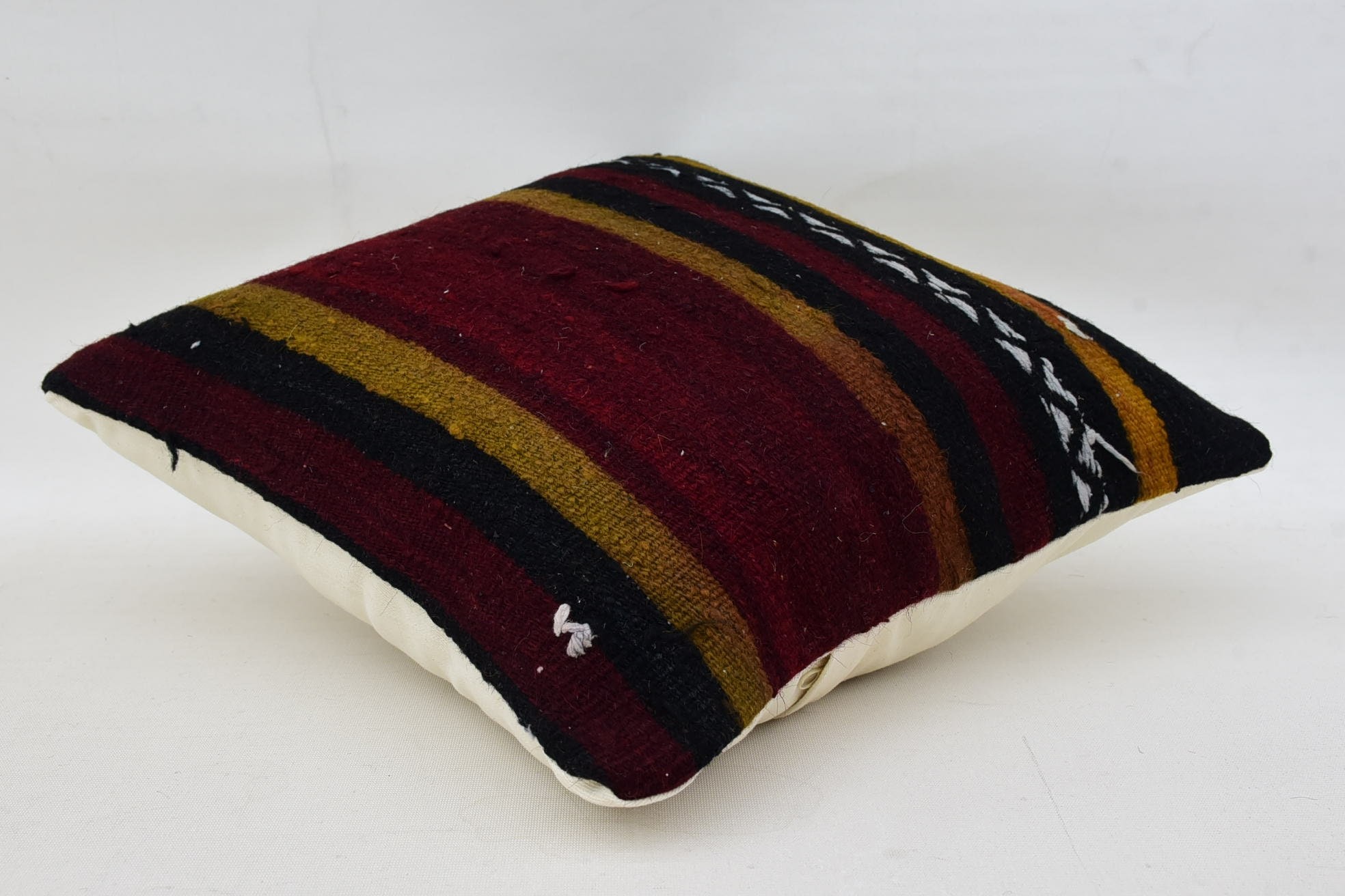 Handmade Kilim Cushion, Square Throw Pillow Sham, Handwoven Pillow, 14"x14" Red Pillow Case, Kilim Cushion Sham, Ethnical Kilim Rug Pillow