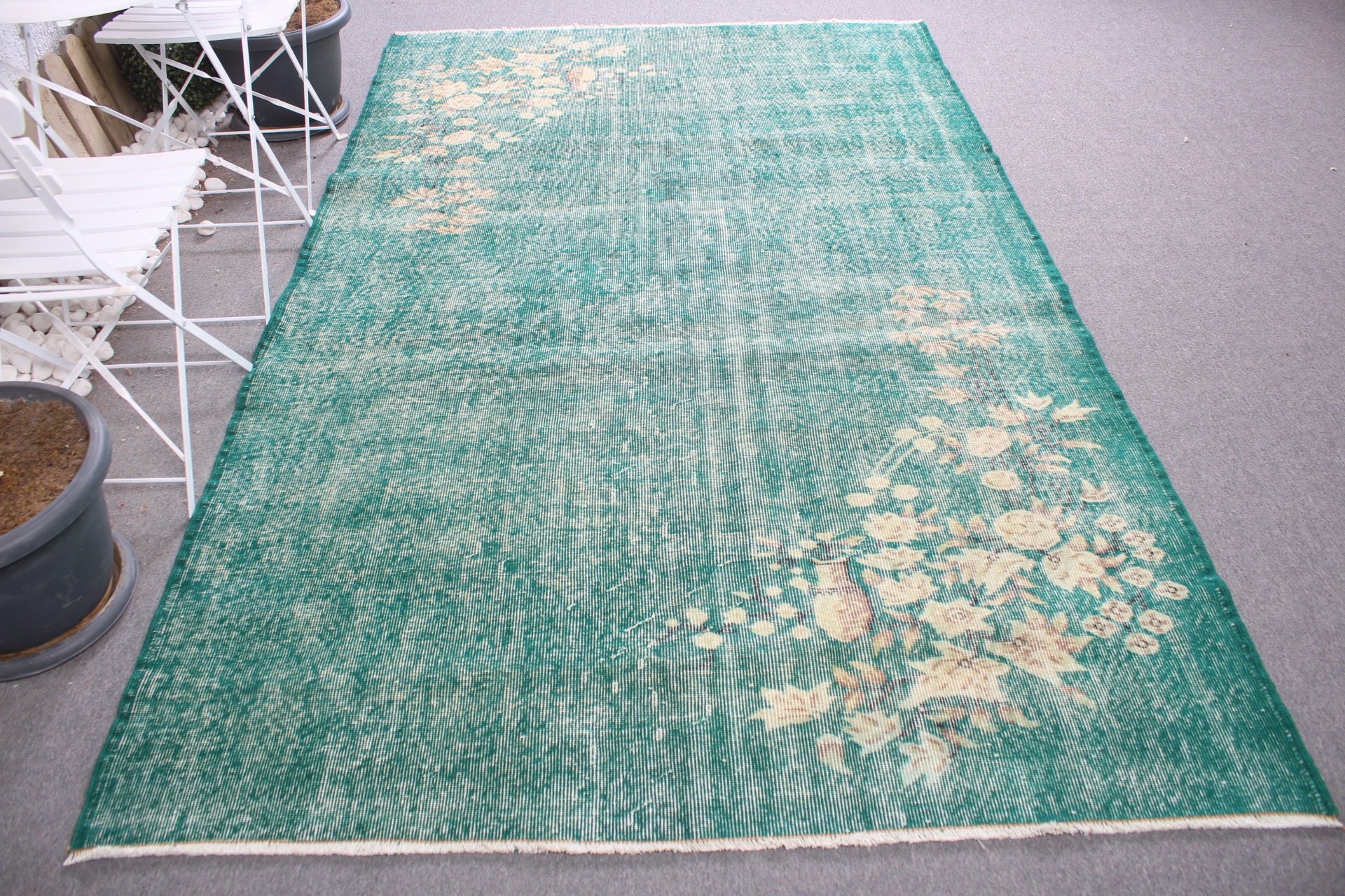 Vintage Rugs, Green Bedroom Rug, Wool Rug, Turkish Rugs, Dining Room Rug, Salon Rug, 5.5x9.1 ft Large Rug, Vintage Decor Rug