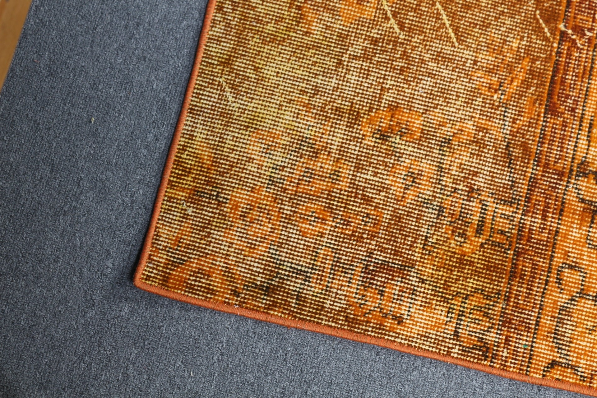 Nomadic Rugs, Vintage Rug, Door Mat Rug, Turkish Rug, 1.6x2.5 ft Small Rugs, Orange Cool Rug, Home Decor Rug, Oushak Rug, Wall Hanging Rug