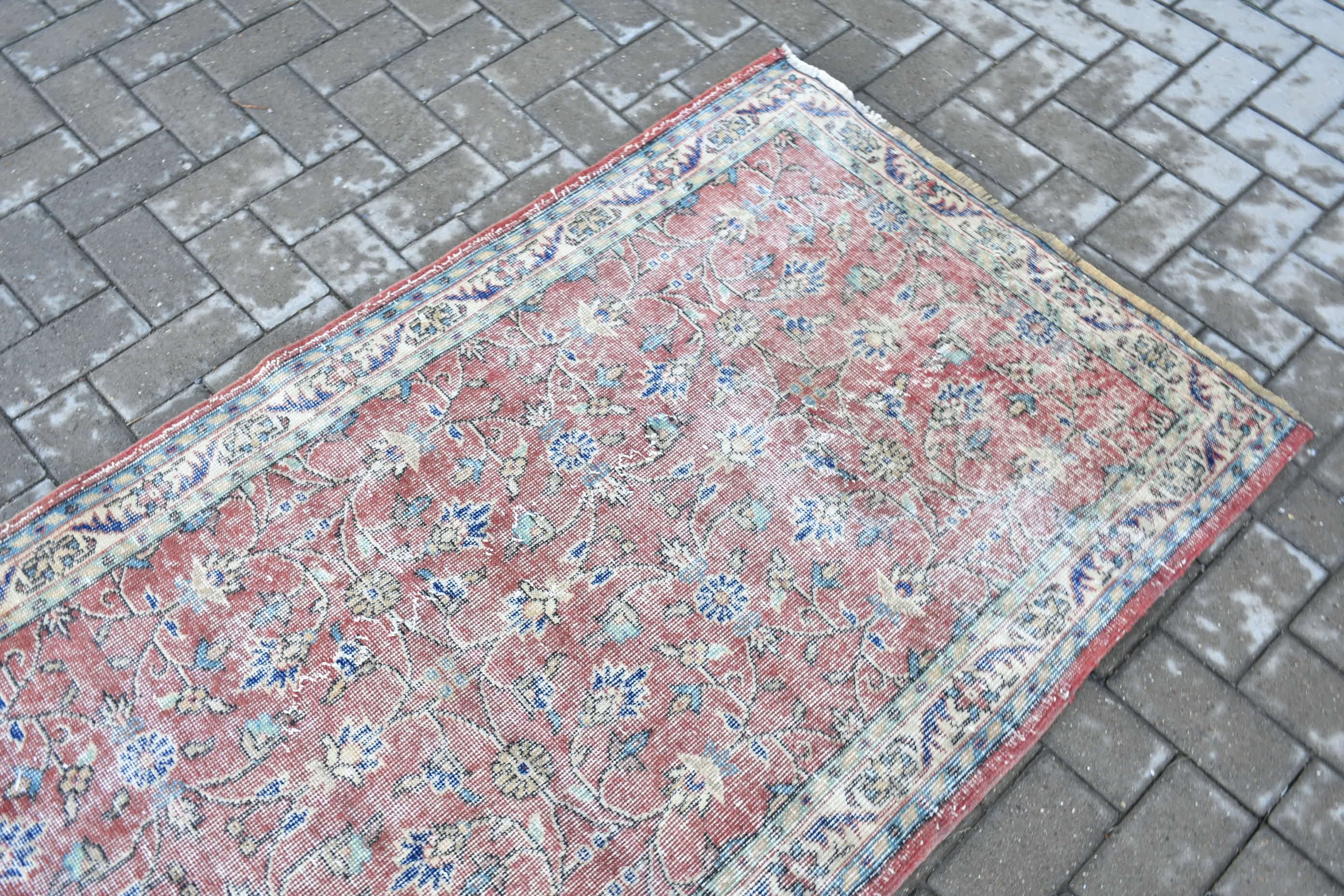 Mutfak Halıları, Mutfak Halısı, Kırmızı Oushak Halısı, Yatak Odası Halısı, Vintage Halılar, Türk Halısı, Sevimli Halı, 3,2x6,3 ft Accent Halılar