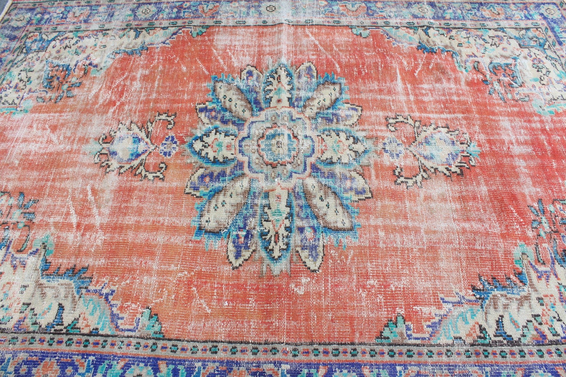 Floor Rug, Vintage Rugs, Living Room Rug, Wool Rug, 6.2x8.8 ft Large Rug, Eclectic Rug, Rugs for Dining Room, Turkish Rug, Red Bedroom Rug