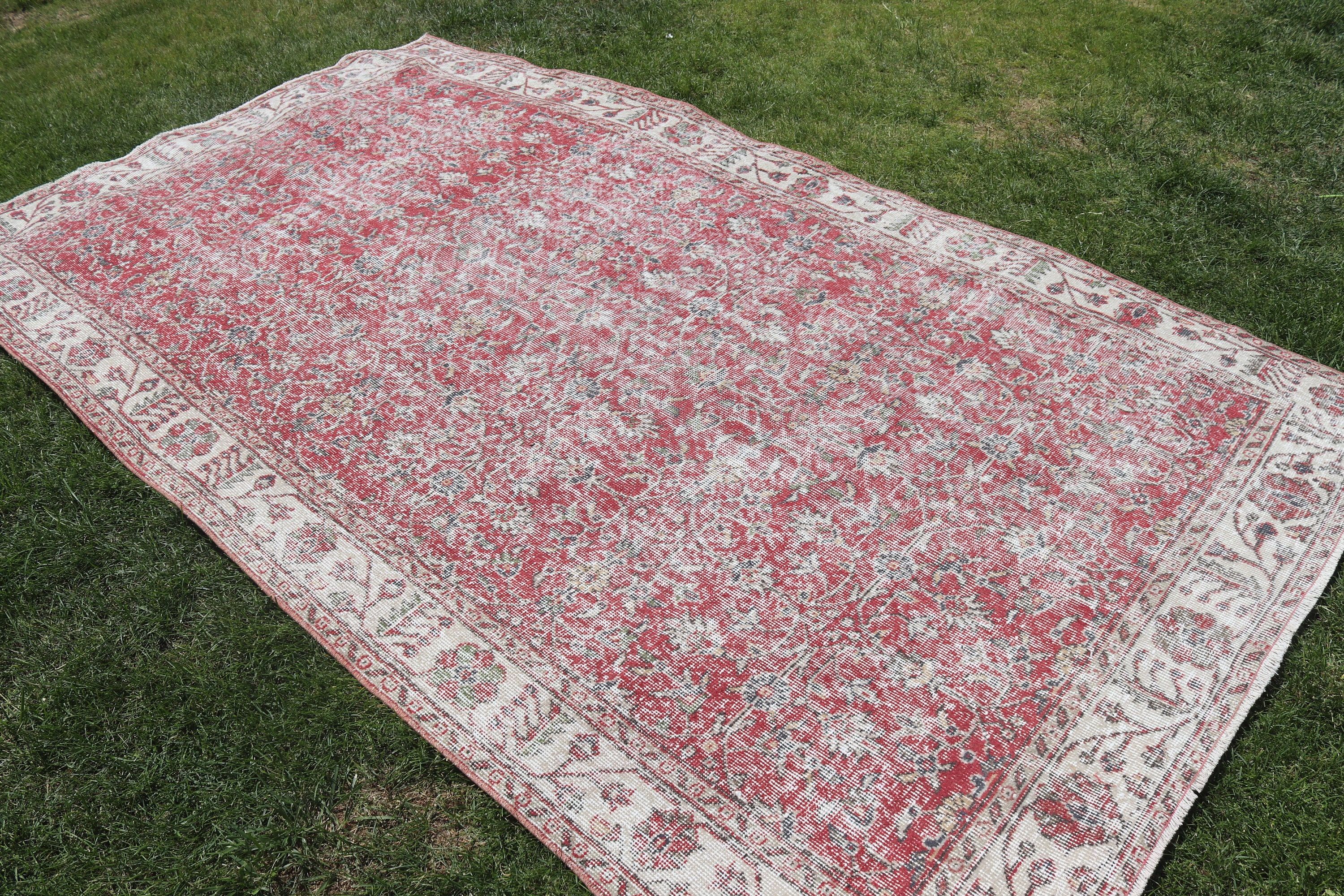 Red Home Decor Rugs, Kitchen Rugs, Turkish Rug, Antique Rugs, Bedroom Rugs, Vintage Rugs, 5.3x9.3 ft Large Rugs, Large Vintage Rug