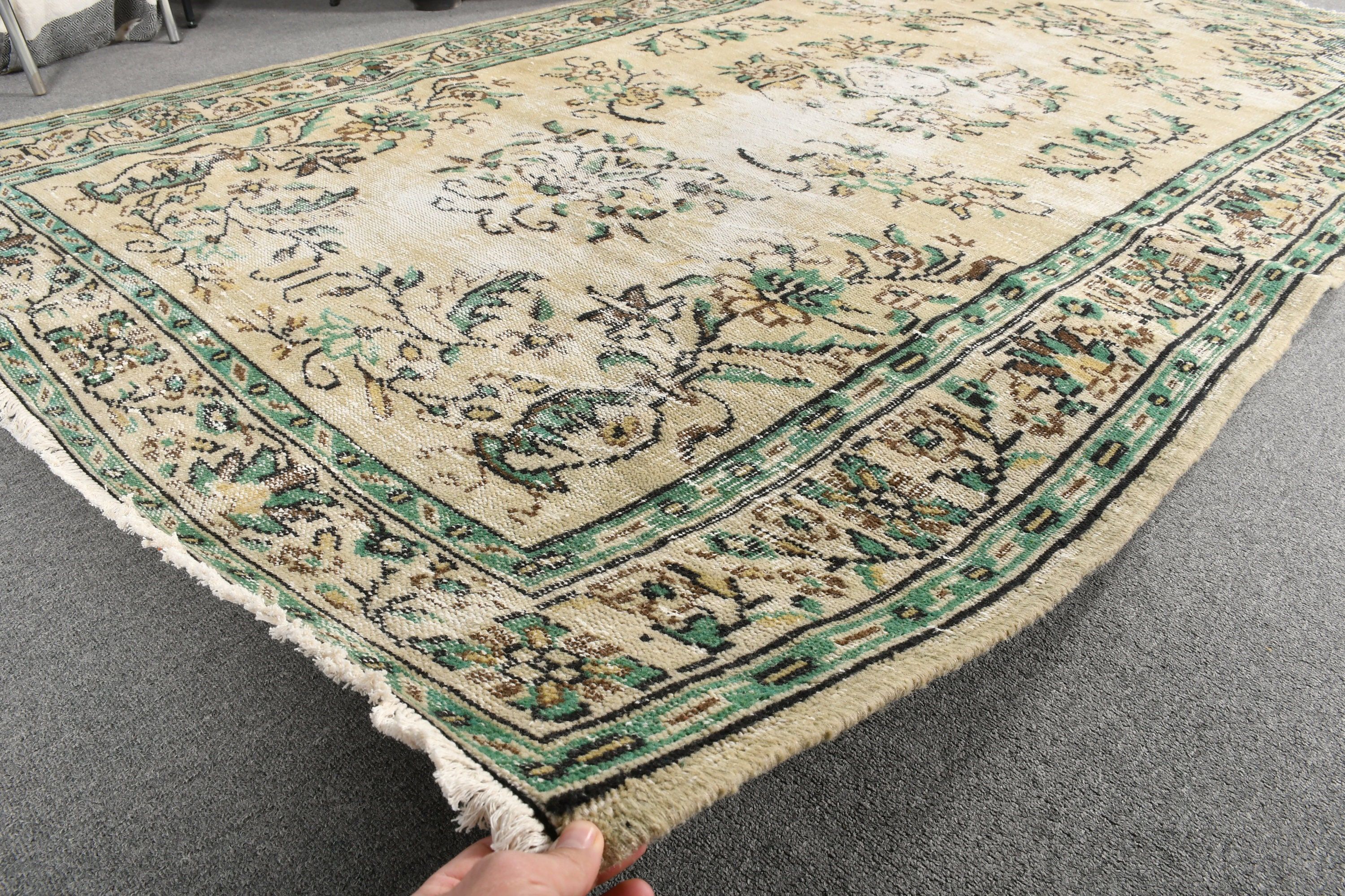 Turkish Rug, Kitchen Rug, 5.3x9 ft Large Rugs, Floor Rug, Dining Room Rug, Office Rug, Living Room Rug, Green Home Decor Rugs, Vintage Rugs