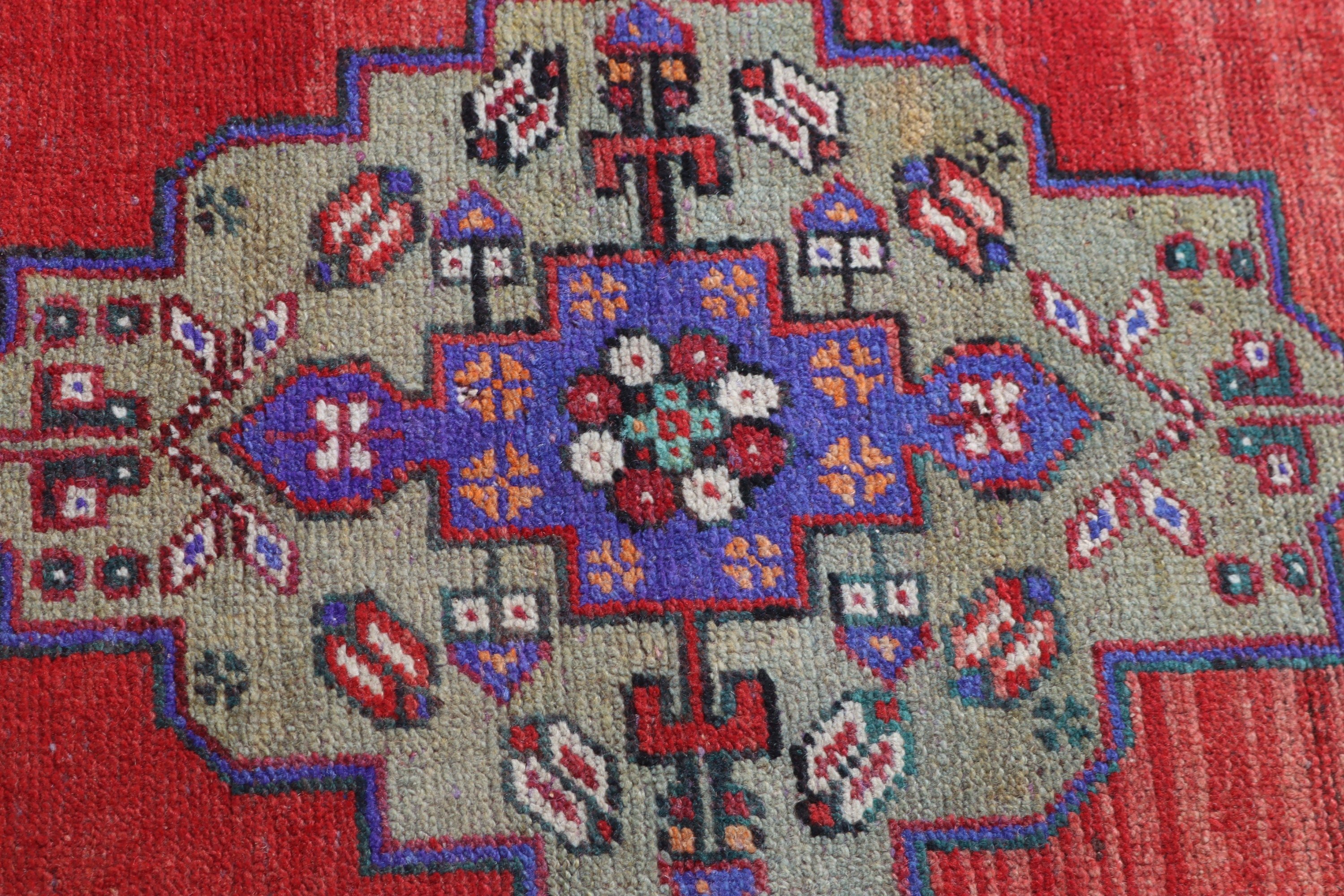 Kırmızı Geometrik Halılar, Lüks Halı, Türk Halıları, Vintage Halılar, 3x3,7 ft Küçük Halılar, Yatak Odası Halıları, Düz Dokuma Halılar, Küçük Vintage Halılar