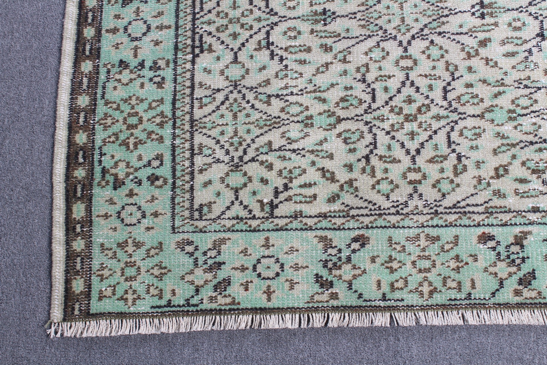 Bej Oushak Halı, Havalı Halı, Yatak Odası Halıları, Türk Halısı, Mutfak Halısı, 5.4x9.7 ft Büyük Halı, Vintage Halı, Salon Halısı, Yemek Odası Halısı