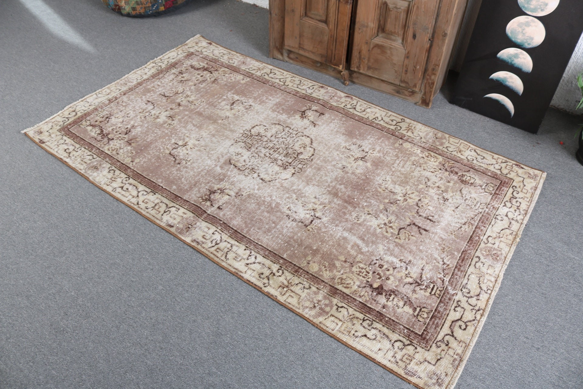 Boho Accent için Halılar, 3,5x6,2 ft Accent Halı, Çocuk Halısı, Ev Dekorasyonu Halıları, Türk Halısı, Vintage Halı, Kahverengi Boho Halıları