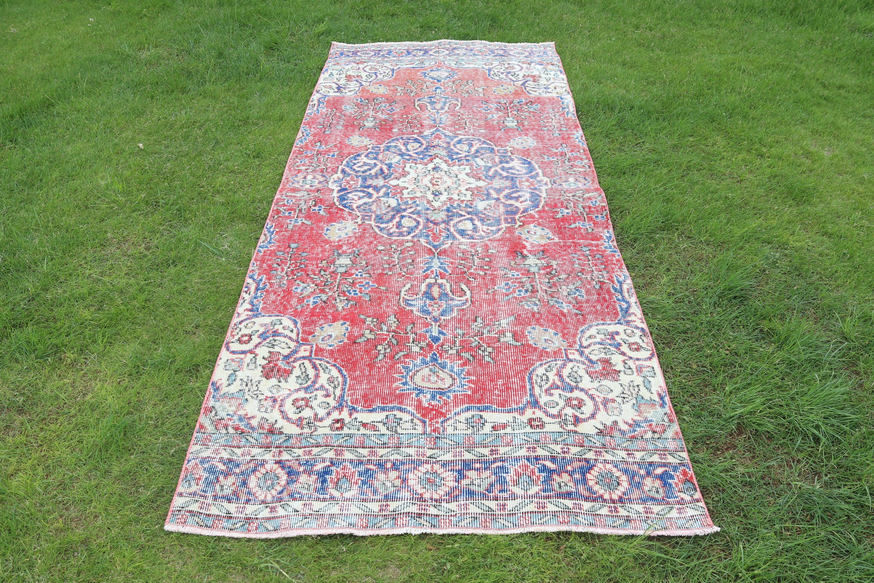 Beni Ourain Koşucu Halısı, Kırmızı Oushak Halısı, Antika Halı, Türk Halıları, Boho Halıları, Vintage Halı, Vintage Runner Halısı, 3.5x8.9 ft Runner Halısı