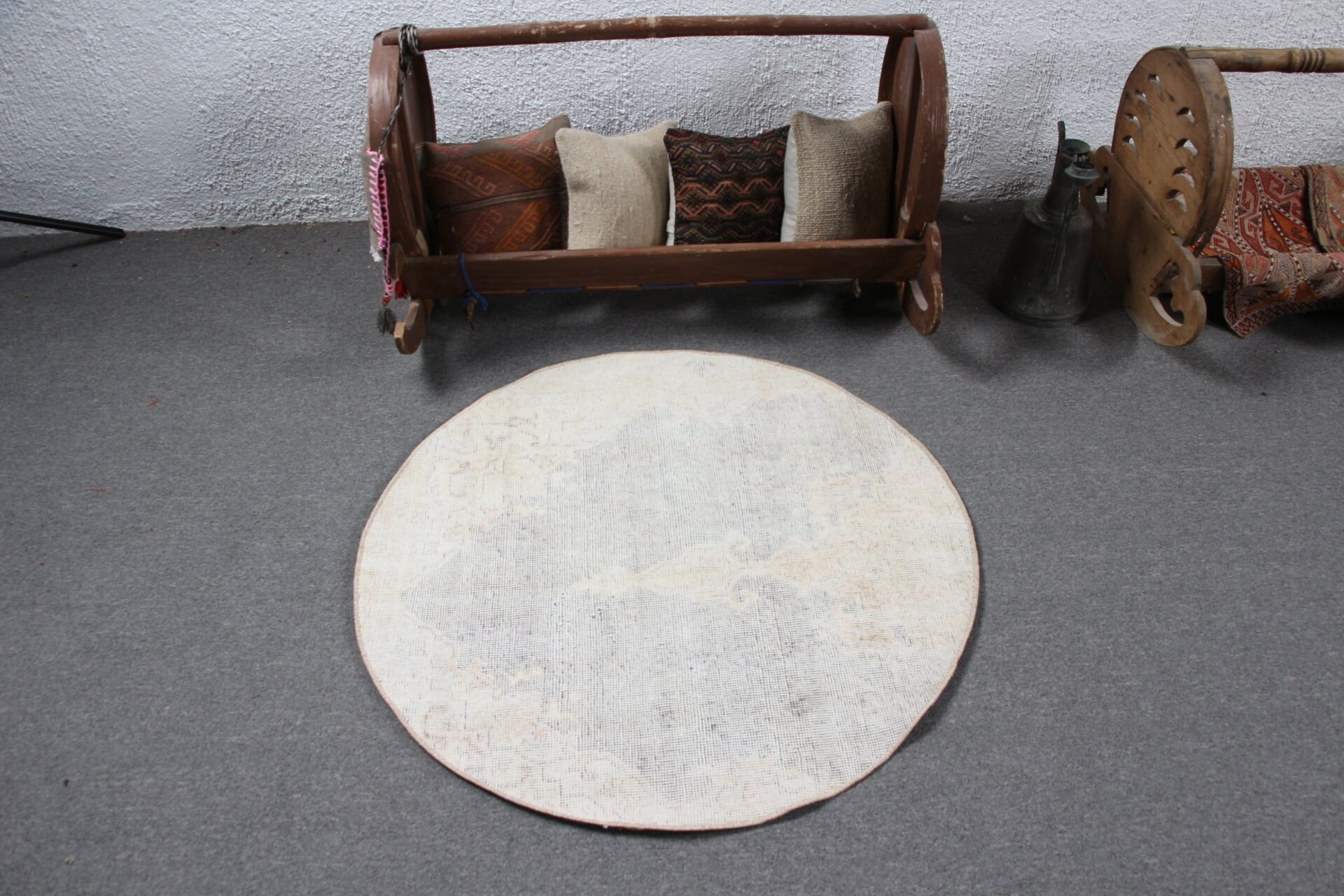 Araba Mat Halısı, 3.1x3.1 ft Küçük Halı, Yer Halısı, Bej Soğuk Halı, Vintage Halı, Çocuk Odası Halısı, Türk Halıları, Çocuk Odası Halıları, Ev Dekorasyonu Halıları