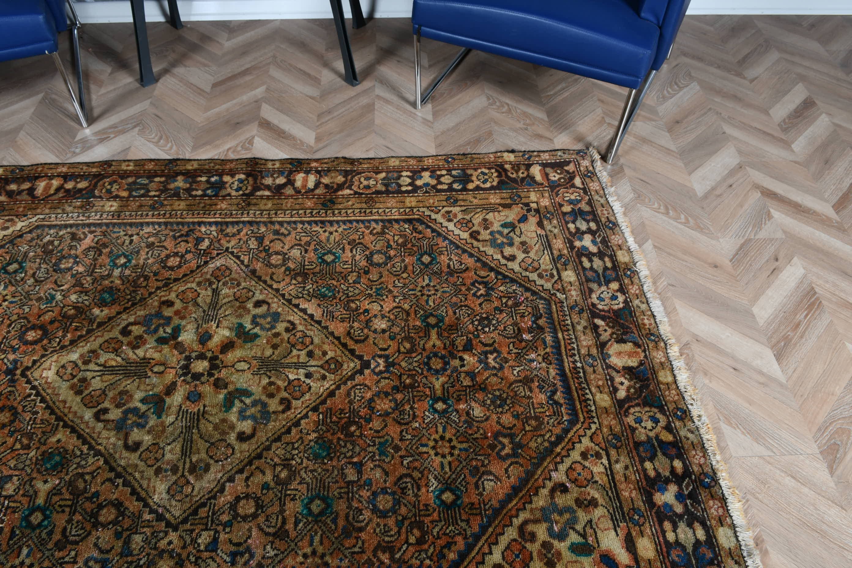 Oushak Rug, Floor Rug, 5x7.2 ft Area Rug, Turkish Rug, Vintage Rugs, Rugs for Indoor, Wool Rugs, Brown Kitchen Rugs, Hand Woven Rug