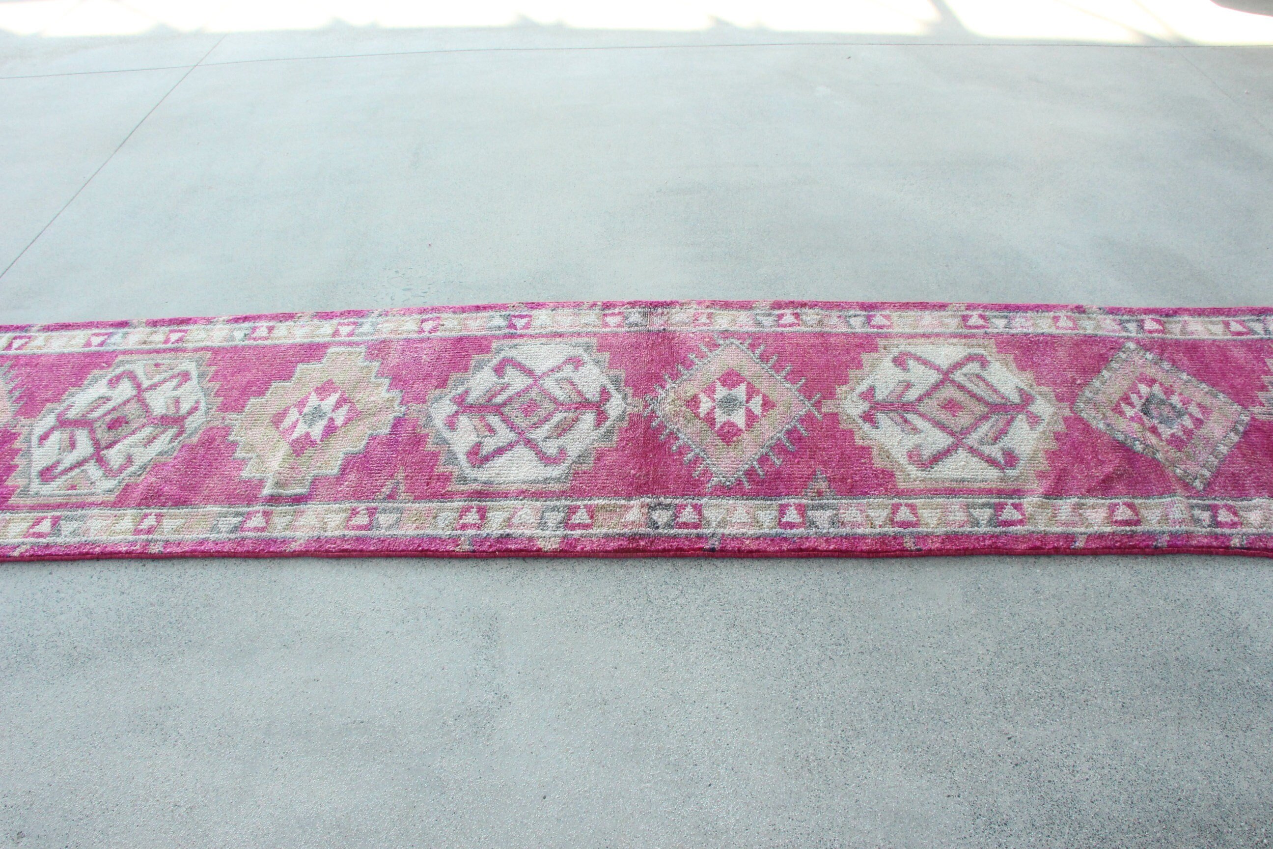 Beni Ourain Runner Rug, Kitchen Rug, Outdoor Rugs, Vintage Rugs, Pink Home Decor Rug, 2.6x12.9 ft Runner Rugs, Turkish Rugs