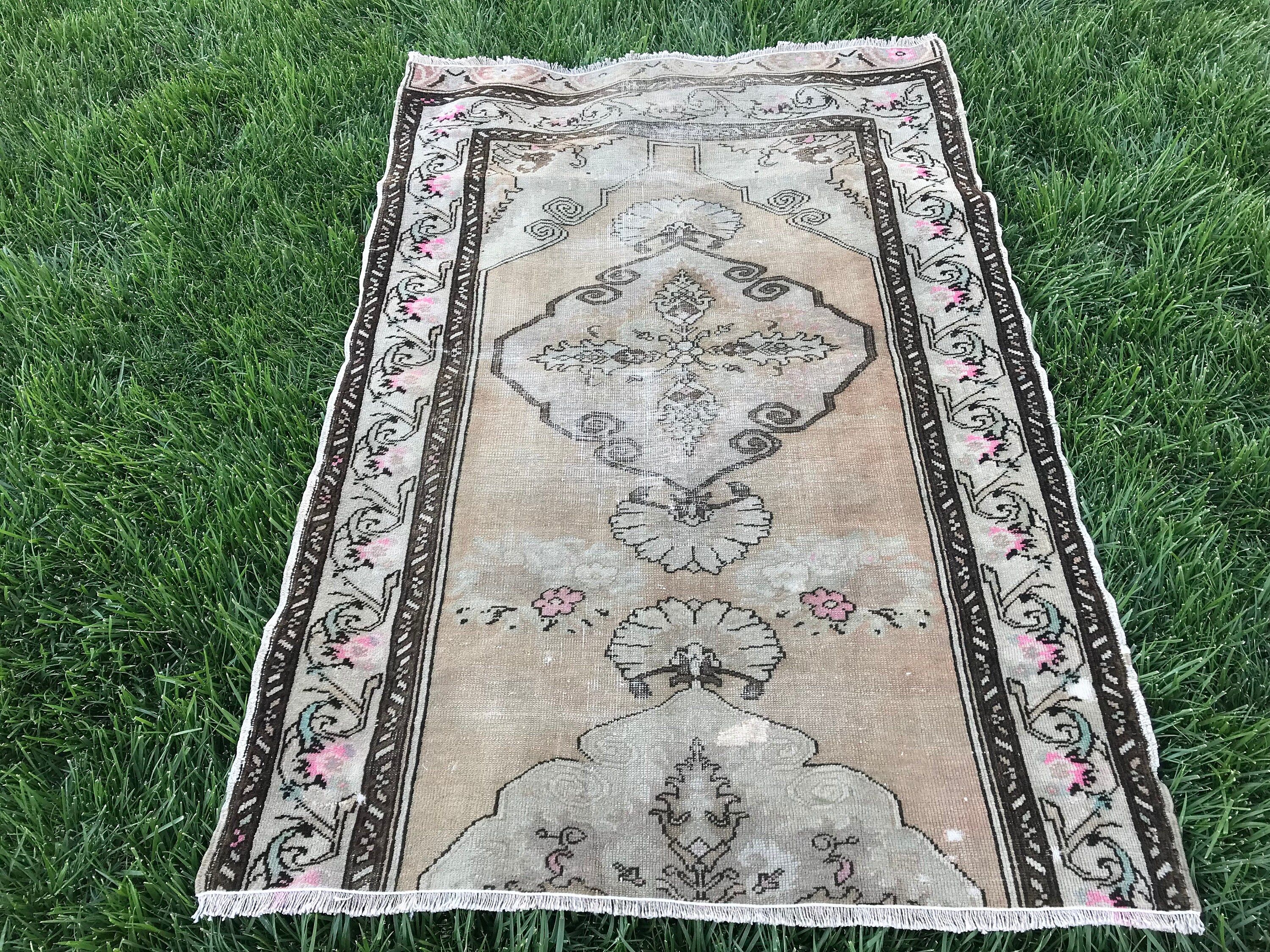 Entry Rug, Vintage Rugs, Rugs for Kitchen, Turkish Rug, 3.3x5.1 ft Accent Rug, Antique Rug, Kitchen Rug, Brown Wool Rug, Moroccan Rug