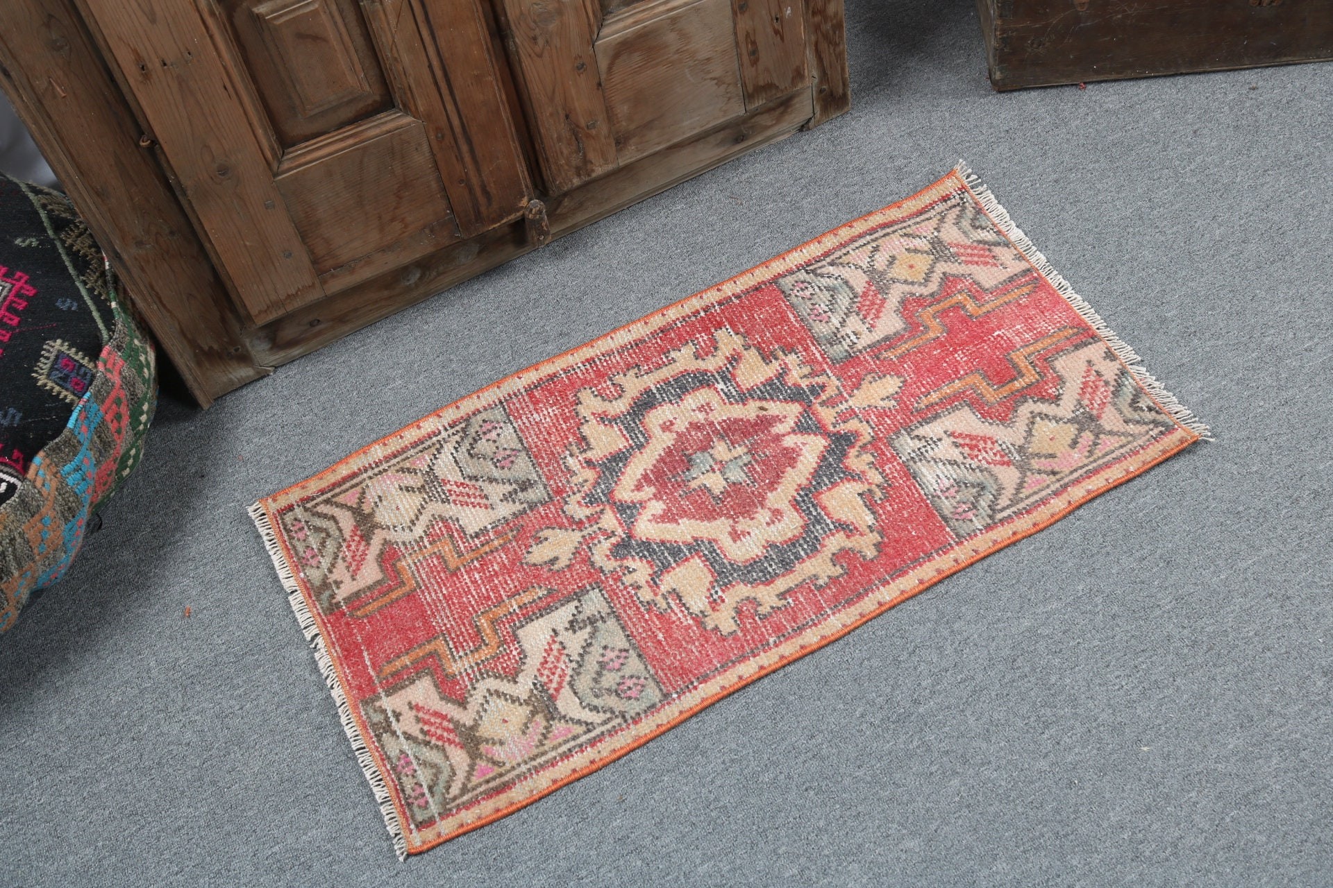 Antique Rugs, Red Boho Rugs, Small Vintage Rugs, 1.5x2.8 ft Small Rugs, Wall Hanging Rugs, Vintage Rugs, Turkish Rug, Luxury Rugs