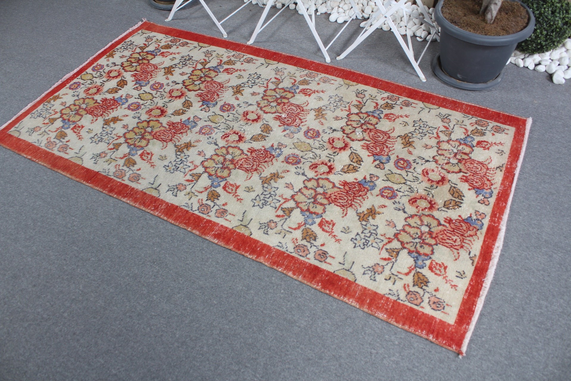 Turkish Rug, Rugs for Dining Room, Vintage Rugs, Dorm Rug, Bedroom Rugs, Red Antique Rugs, Indoor Rug, 3.6x6.8 ft Area Rugs, Anatolian Rugs