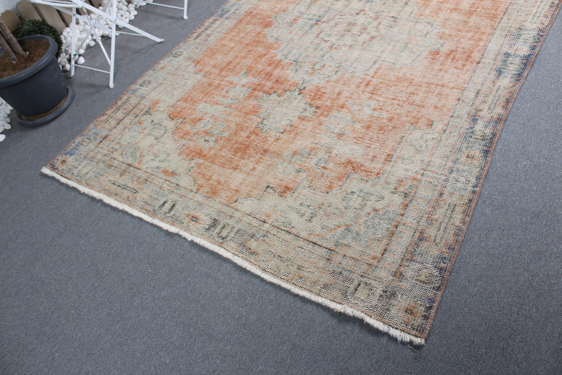 Turkish Rug, Bedroom Rugs, Outdoor Rug, 5.7x8.7 ft Large Rugs, Orange Wool Rug, Vintage Rug, Kitchen Rugs, Living Room Rug, Large Boho Rugs