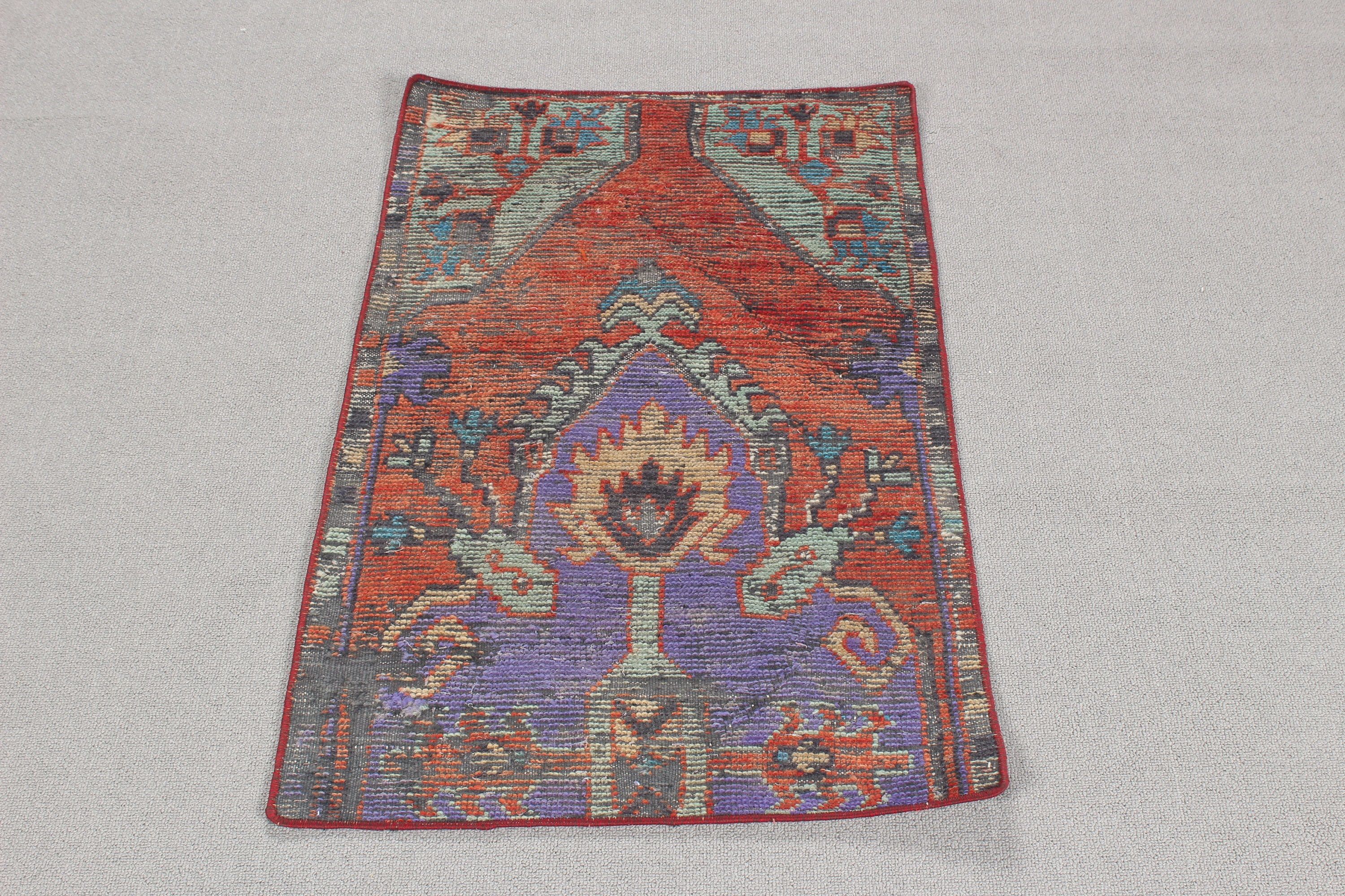 1.8x2.8 ft Küçük Halı, Mavi Yün Halılar, Küçük Alan Halıları, Giriş Halıları, El Dokuma Halı, Vintage Halı, Türk Halısı, Yatak Odası Halıları