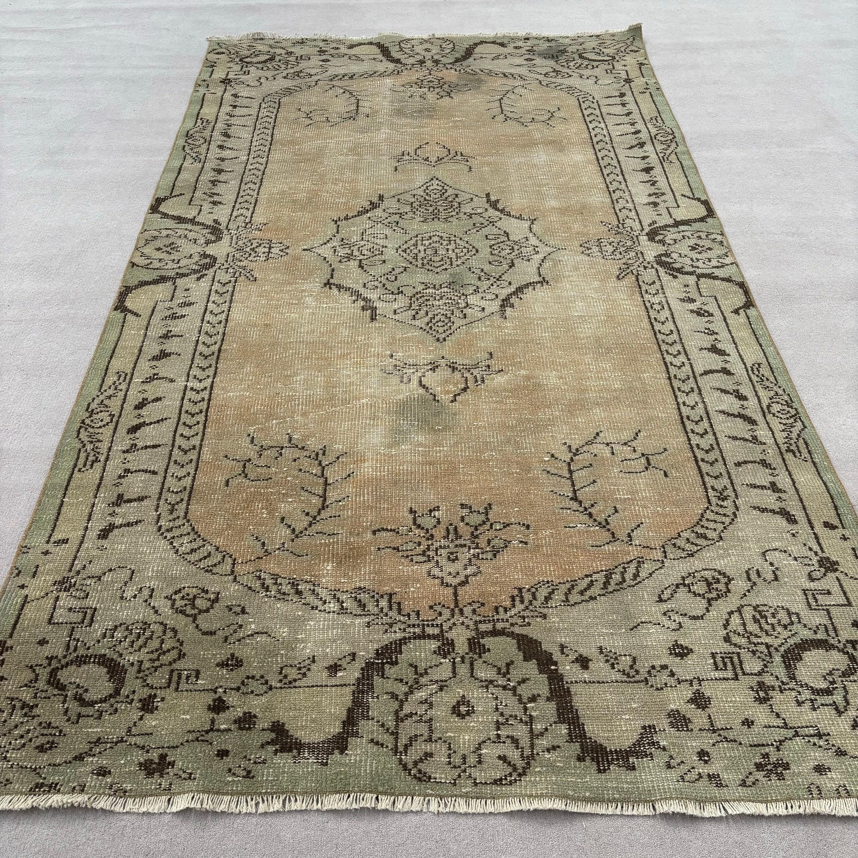 Vintage Halılar, Oturma Odası Halısı, Türk Halıları, Yün Halılar, Ev Dekorasyonu Halıları, 4.9x8.6 ft Büyük Halılar, Sarı Bildirim Halısı, Büyük Vintage Halılar