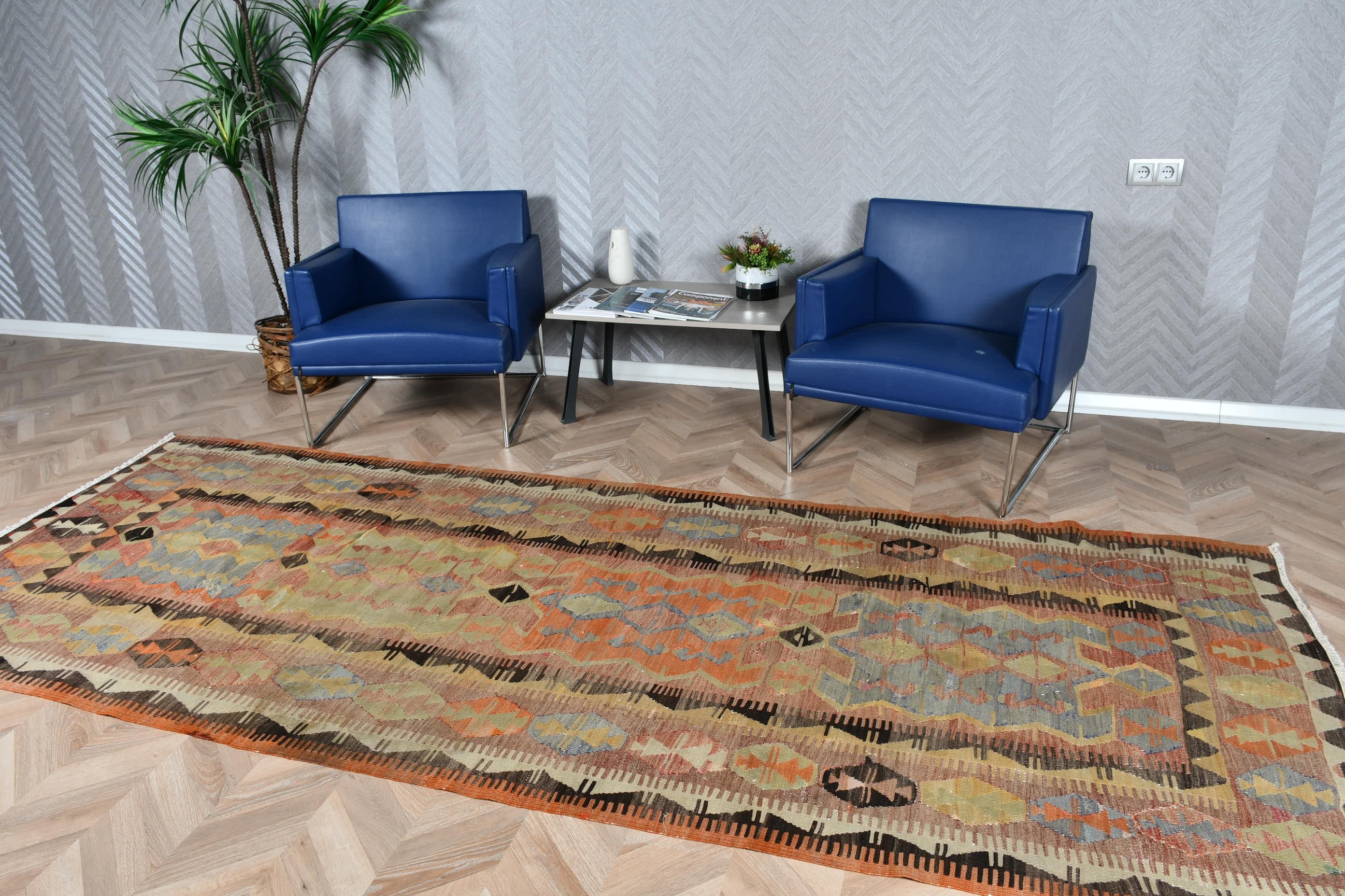 Türk Halısı, Tasarımcı Halısı, Turuncu Mutfak Halısı, Yatak Odası Halıları, 4.4x11.4 ft Runner Halısı, Mutfak Halıları, Kilim, Vintage Halılar, Antika Halı