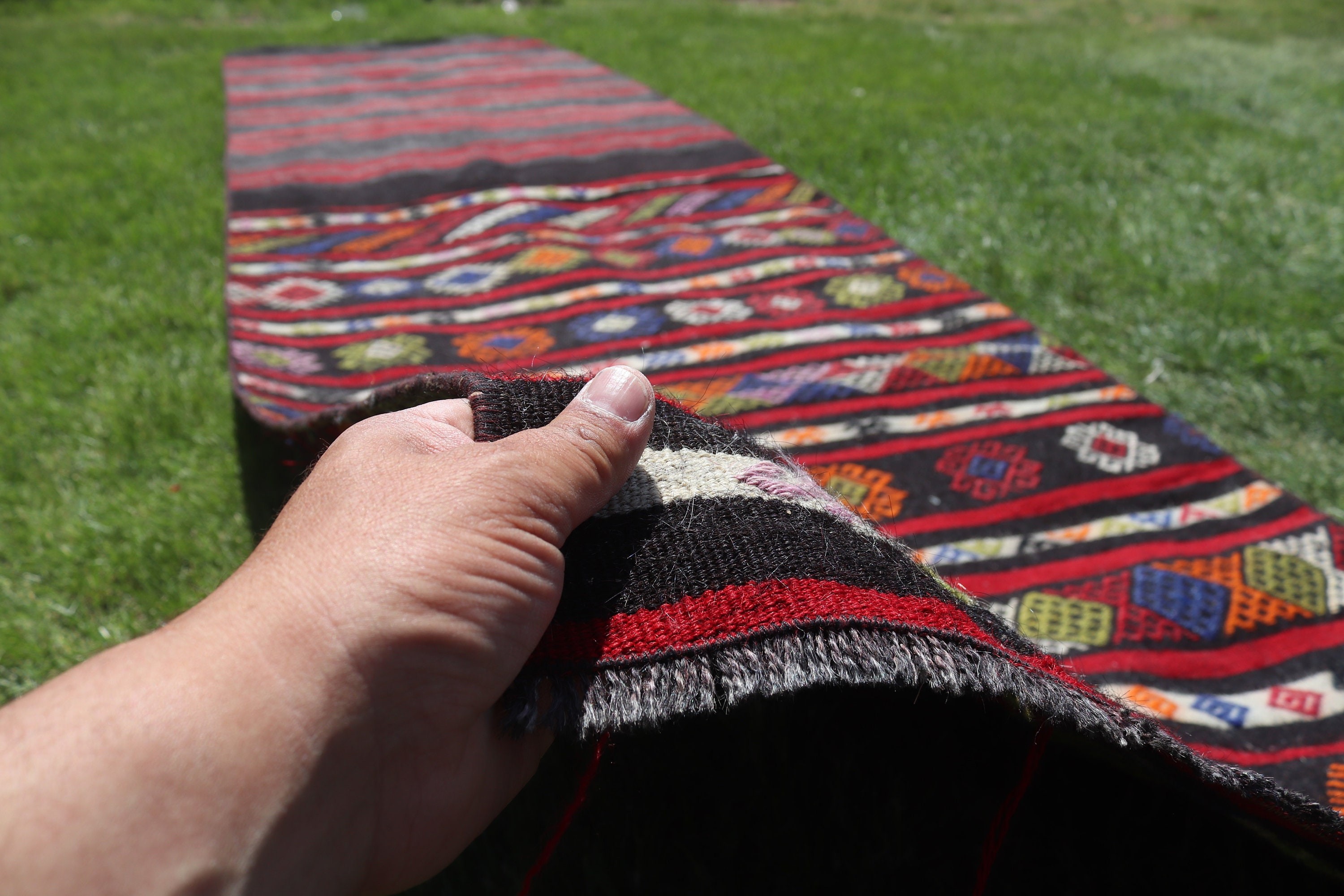 Floor Rug, Anatolian Rug, Stair Rug, Turkish Rug, 3.1x11 ft Runner Rug, Kitchen Rugs, Kilim, Black Boho Rugs, Vintage Rugs, Home Decor Rug