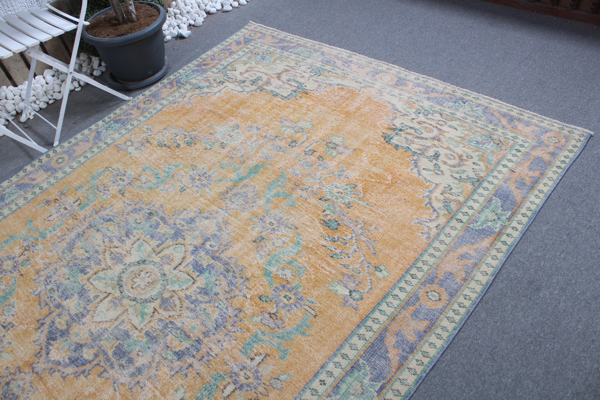 Salon Rugs, Bedroom Rugs, Turkish Rugs, Kitchen Rug, Vintage Decor Rug, Vintage Rugs, Yellow  6x9.7 ft Large Rug, Oushak Rug