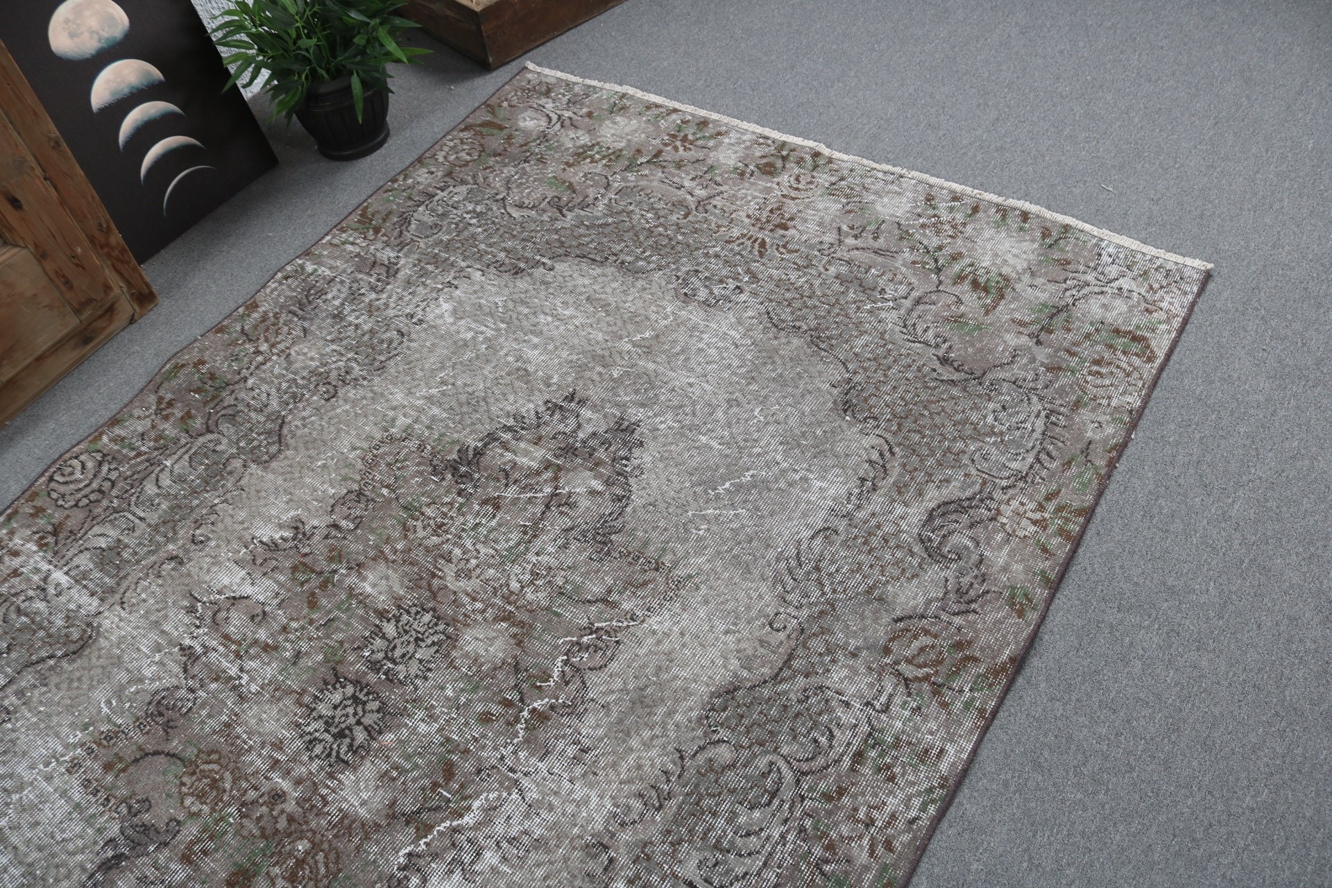 Luxury Rug, Gray Oushak Rug, Anatolian Rug, Turkish Rug, Bedroom Rug, Vintage Rugs, Salon Rugs, 4.9x8.6 ft Large Rug, Large Boho Rugs