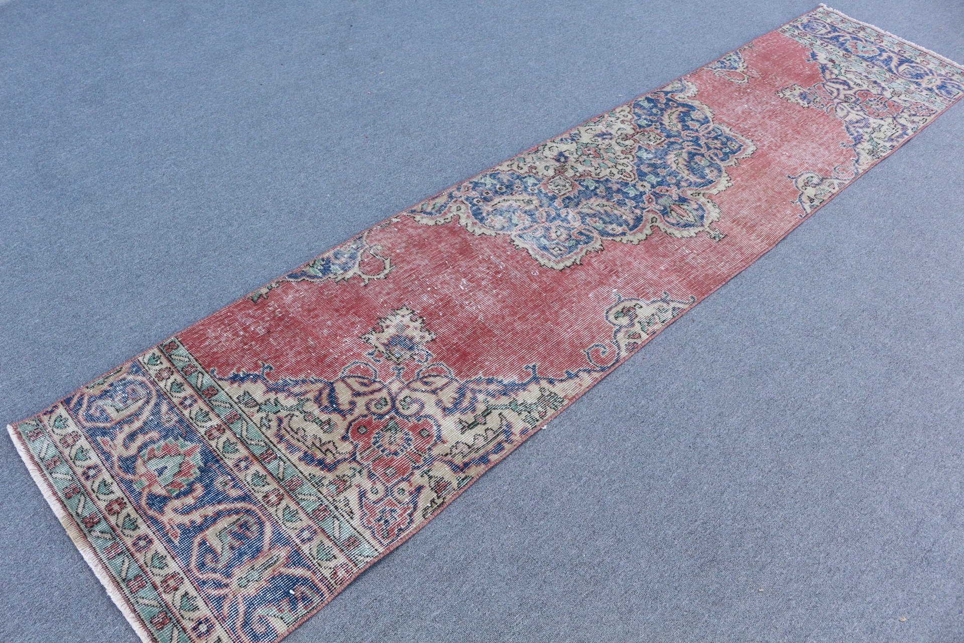 Oriental Rug, 2.2x10.3 ft Runner Rug, Rugs for Stair, Kitchen Rug, Turkish Rugs, Vintage Rug, Antique Rug, Corridor Rug, Red Antique Rugs