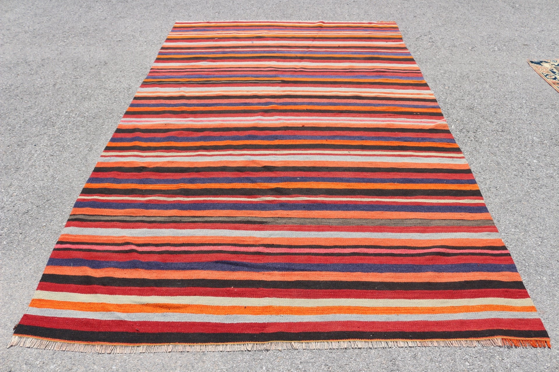 Turkish Rug, Pastel Rug, Wool Rug, Vintage Rug, Red Cool Rug, Kilim, Dining Room Rug, Kitchen Rug, Living Room Rug, 5.9x9.6 ft Large Rugs