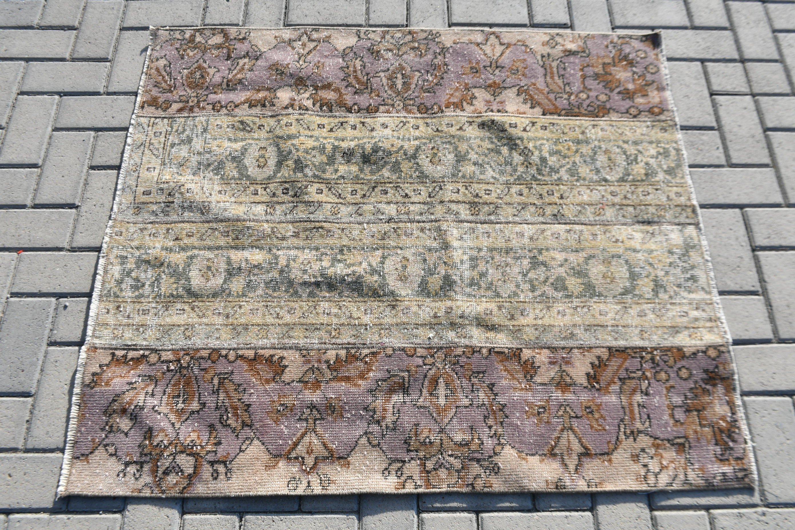 Yeşil 3.6x4 ft Küçük Halılar, Türk Halısı, Ev Dekor Halısı, Paspas Halısı, Antika Halı, Banyo Halıları, Parlak Halılar, Vintage Halı