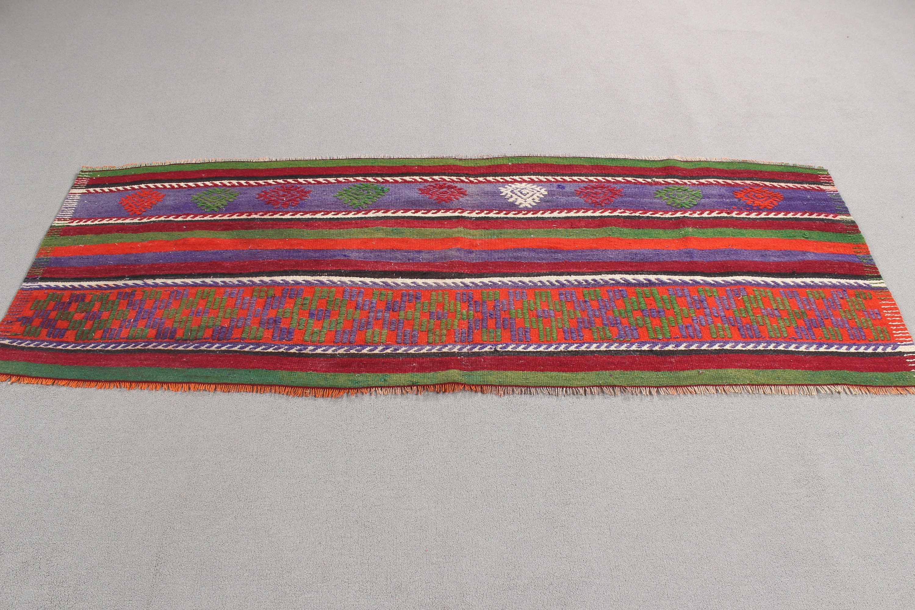 Kırmızı 2.3x6.4 ft Runner Halıları, Nötr Halı, Merdiven Halıları, Kilim, Türk Halısı, Vintage Halı, Ev Dekorasyonu Halısı, Mutfak Halıları, Boho Halısı