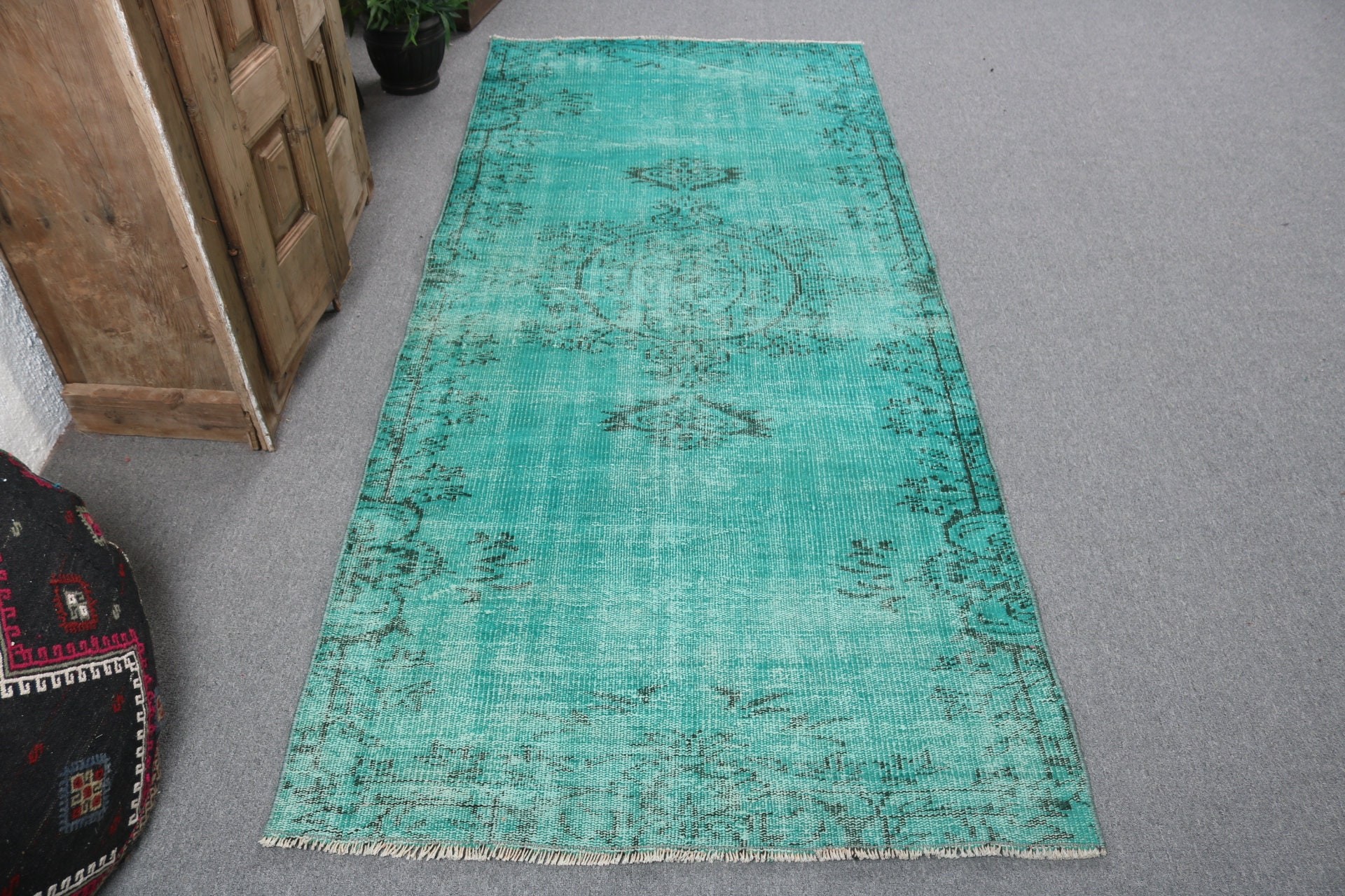 Anatolian Rug, Turkish Rug, Vintage Rugs, Ethnic Rugs, 3.5x7.9 ft Area Rugs, Nursery Rugs, Green Wool Rug, Neutral Rug, Dining Room Rugs