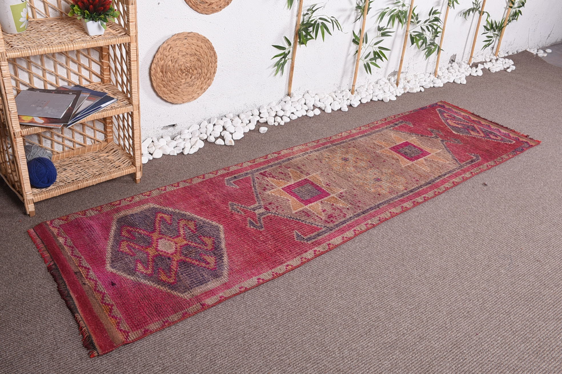Pale Rug, Turkish Rug, Oushak Rug, Rugs for Hallway, Antique Rugs, Corridor Rugs, Kitchen Rug, Vintage Rugs, 2.4x8.7 ft Runner Rugs