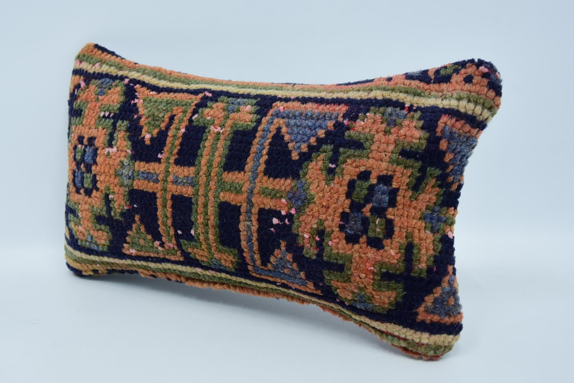 Kilim Yastık, Kilim Yastık Kılıfı, Araba Yastık Kılıfı, El Yapımı Halı Koltuk Minderi Kılıfı, Antika Yastıklar, 8"x16" Mavi Yastık Kılıfı