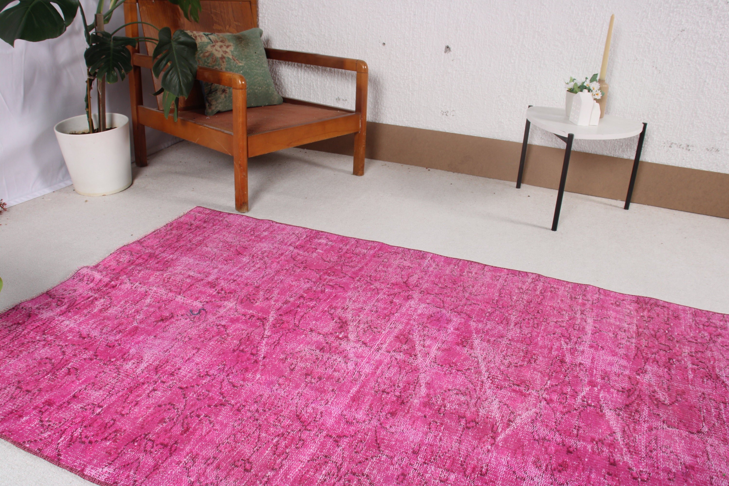 Handwoven Rugs, Pink Modern Rugs, Turkish Rug, Vintage Rugs, 3.8x8.1 ft Area Rug, Oushak Area Rug, Cool Rug, Statement Rugs, Bedroom Rugs