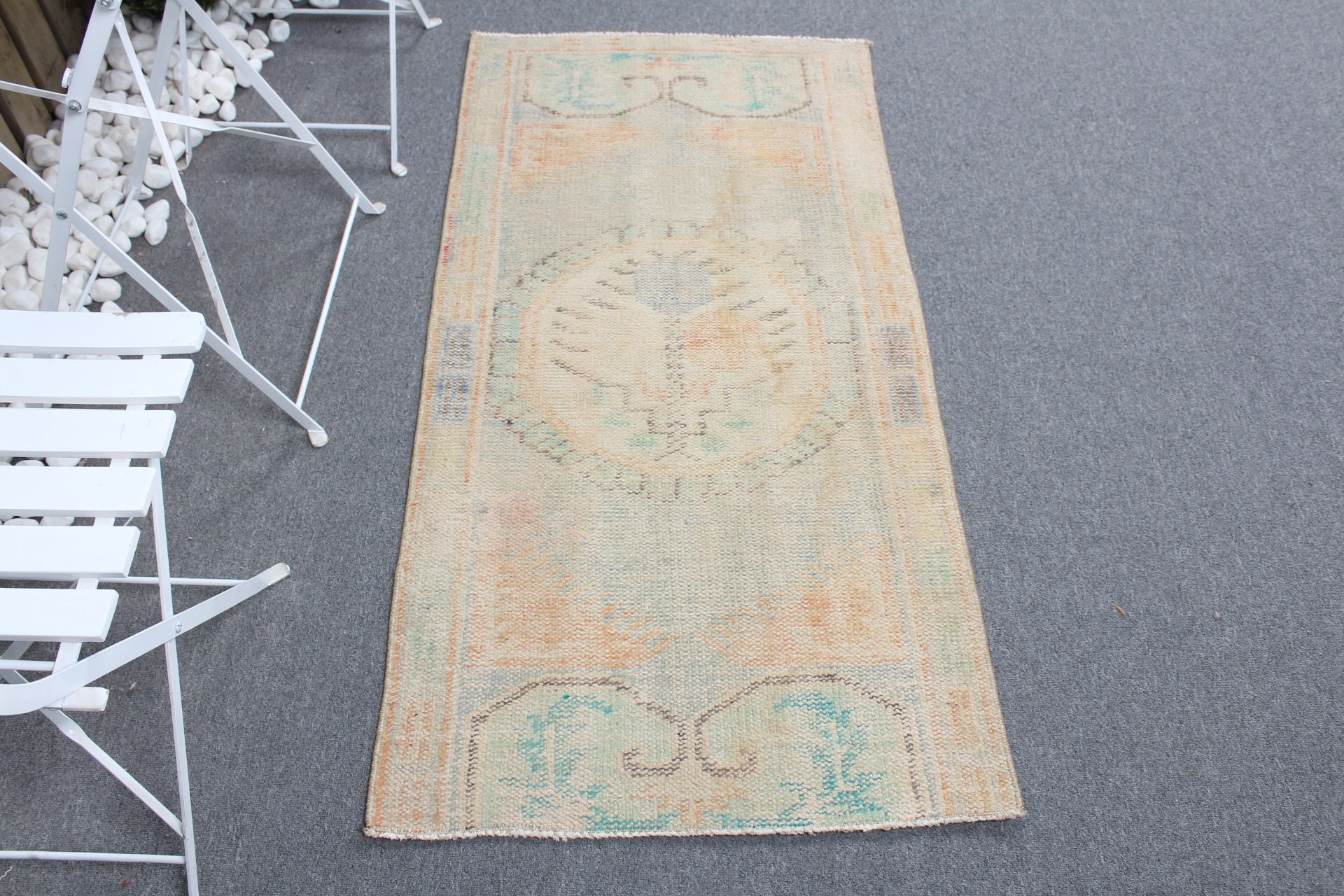 Türk Halıları, Paspas Halısı, Yeşil Yün Halılar, Vintage Halı, Duvara Asılı Halı, 2.4x4.7 ft Küçük Halı, Parlak Halı, Yer Halısı