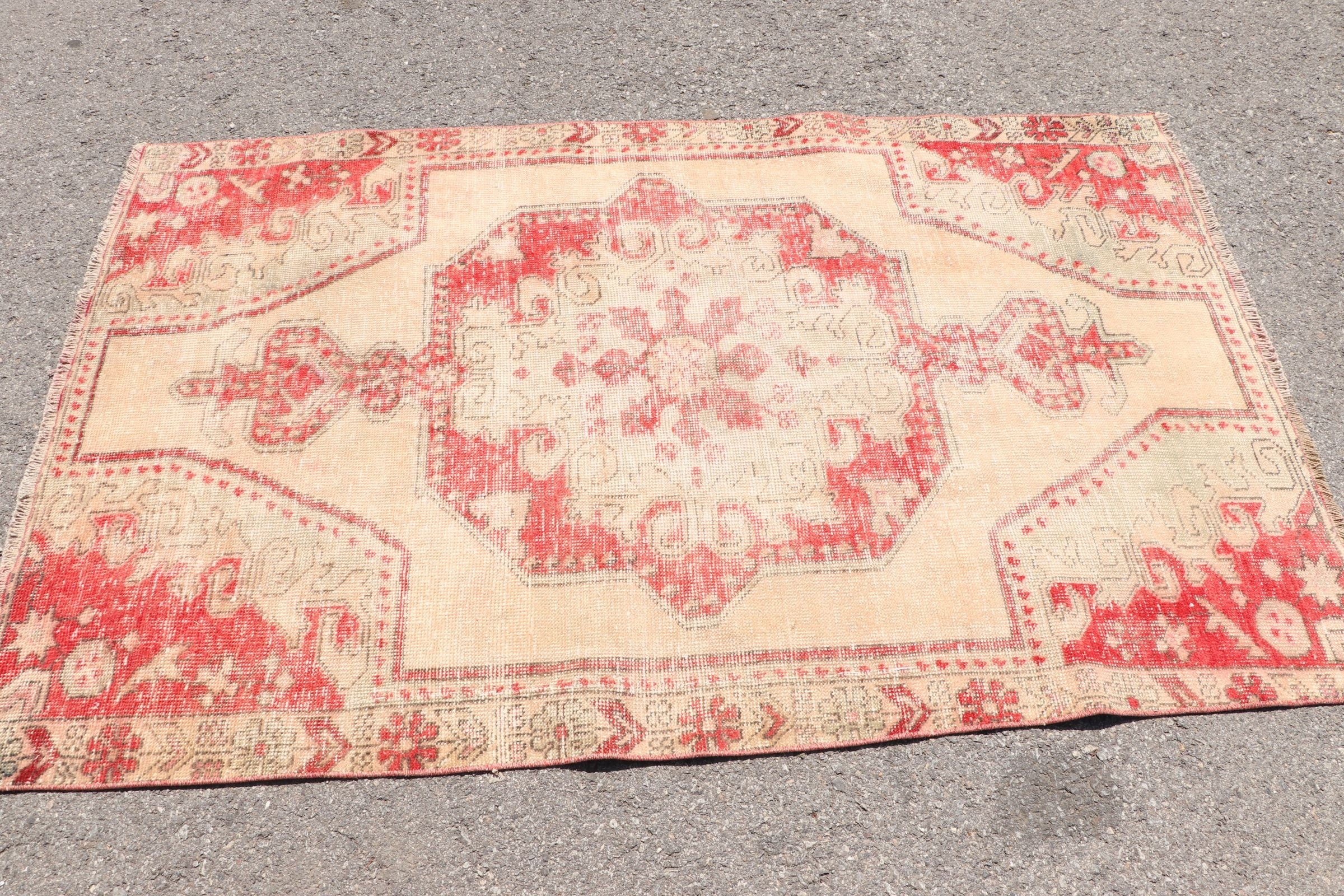 4.1x6.5 ft Area Rug, Red Cool Rugs, Rugs for Dining Room, Bedroom Rug, Vintage Rugs, Floor Rugs, Living Room Rug, Turkish Rugs, Oushak Rug