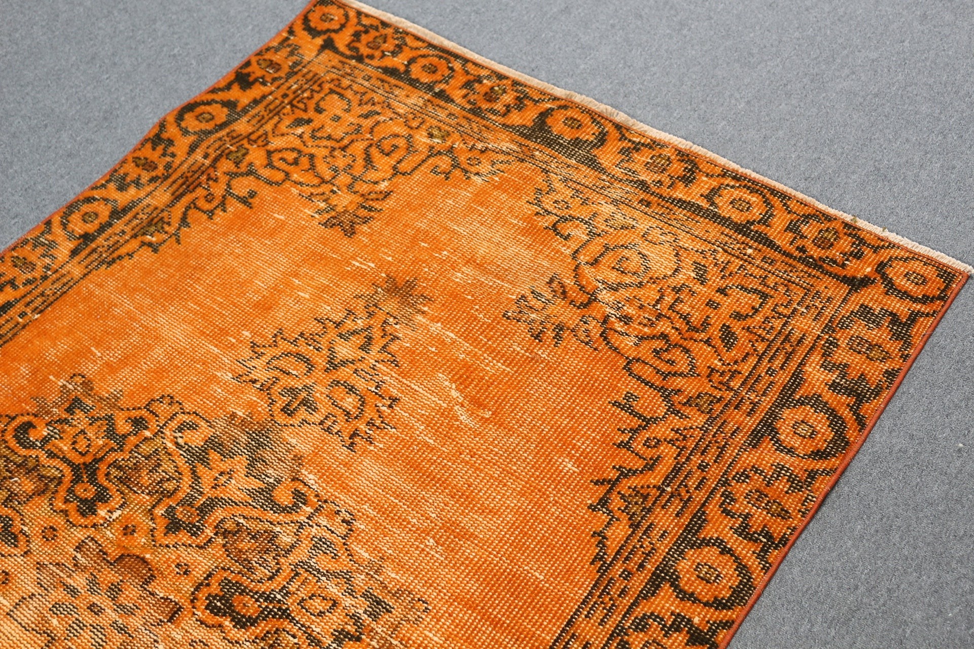 Retro Rug, Vintage Rug, Orange Home Decor Rug, Oushak Rug, Nursery Rug, Home Decor Rugs, Turkish Rug, Entry Rug, 3.7x6.4 ft Accent Rug