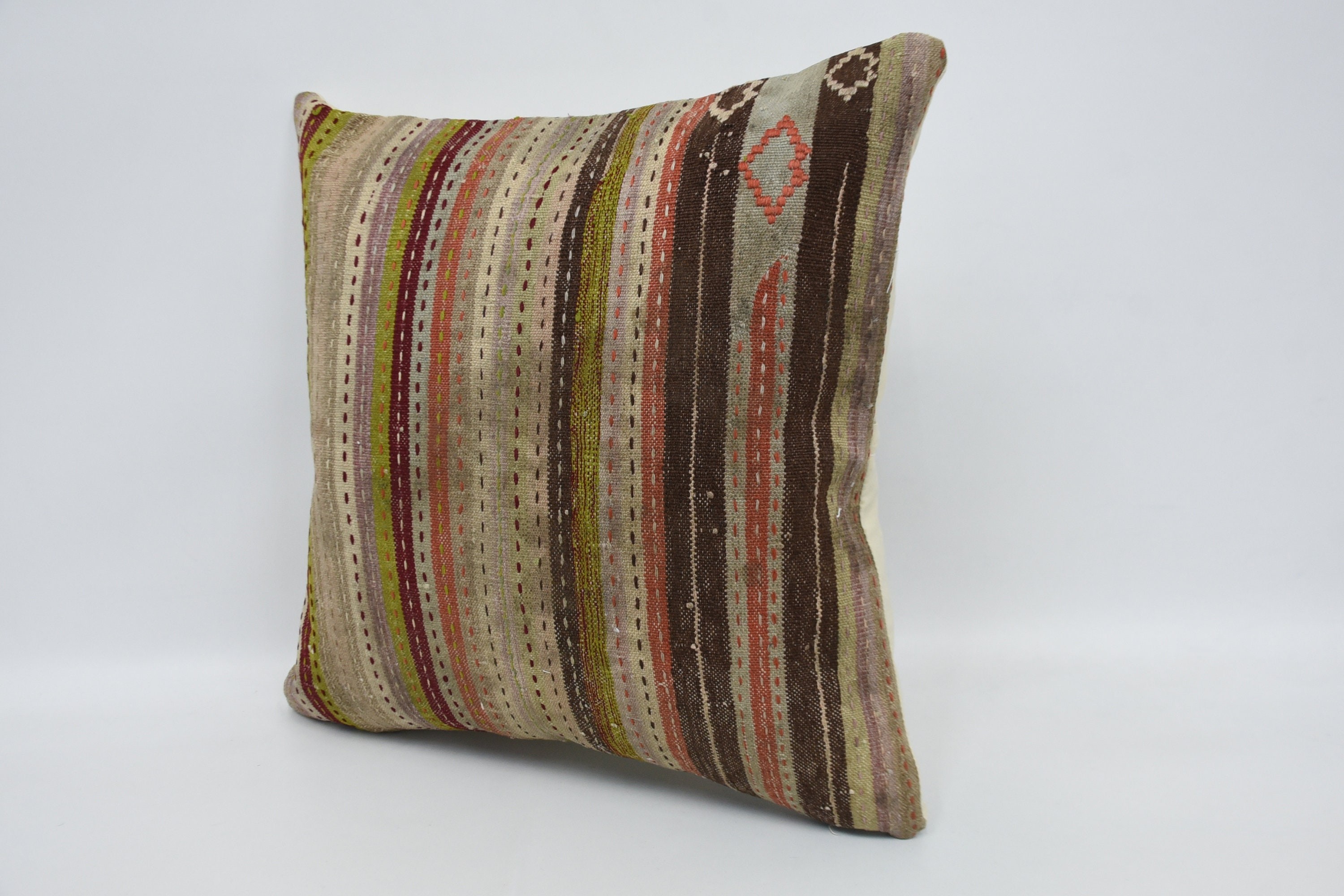 İç Tasarım Yastık, Kilim Yastık, Meditasyon Yastık Kılıfı, Kilim Yastık Kılıfı, Renkli Yastık Kılıfı, 24"x24" Yeşil Yastık Kılıfı