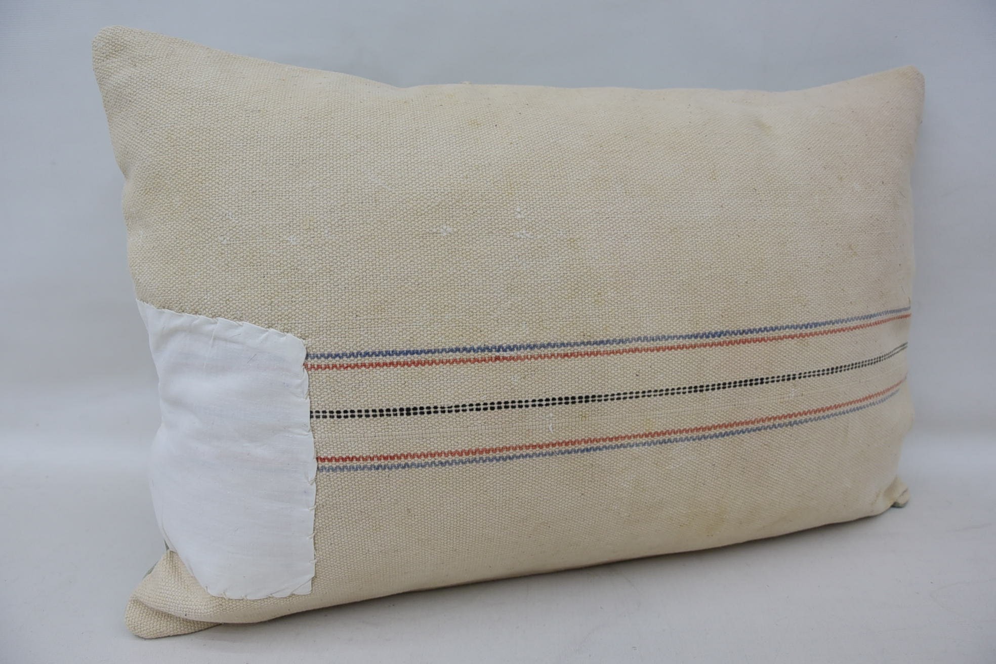 Throw Kilim Pillow, 16"x24" Beige Cushion, Handmade Kilim Cushion, Bright Cushion, Pattern Throw Pillow, Pillow for Sofa