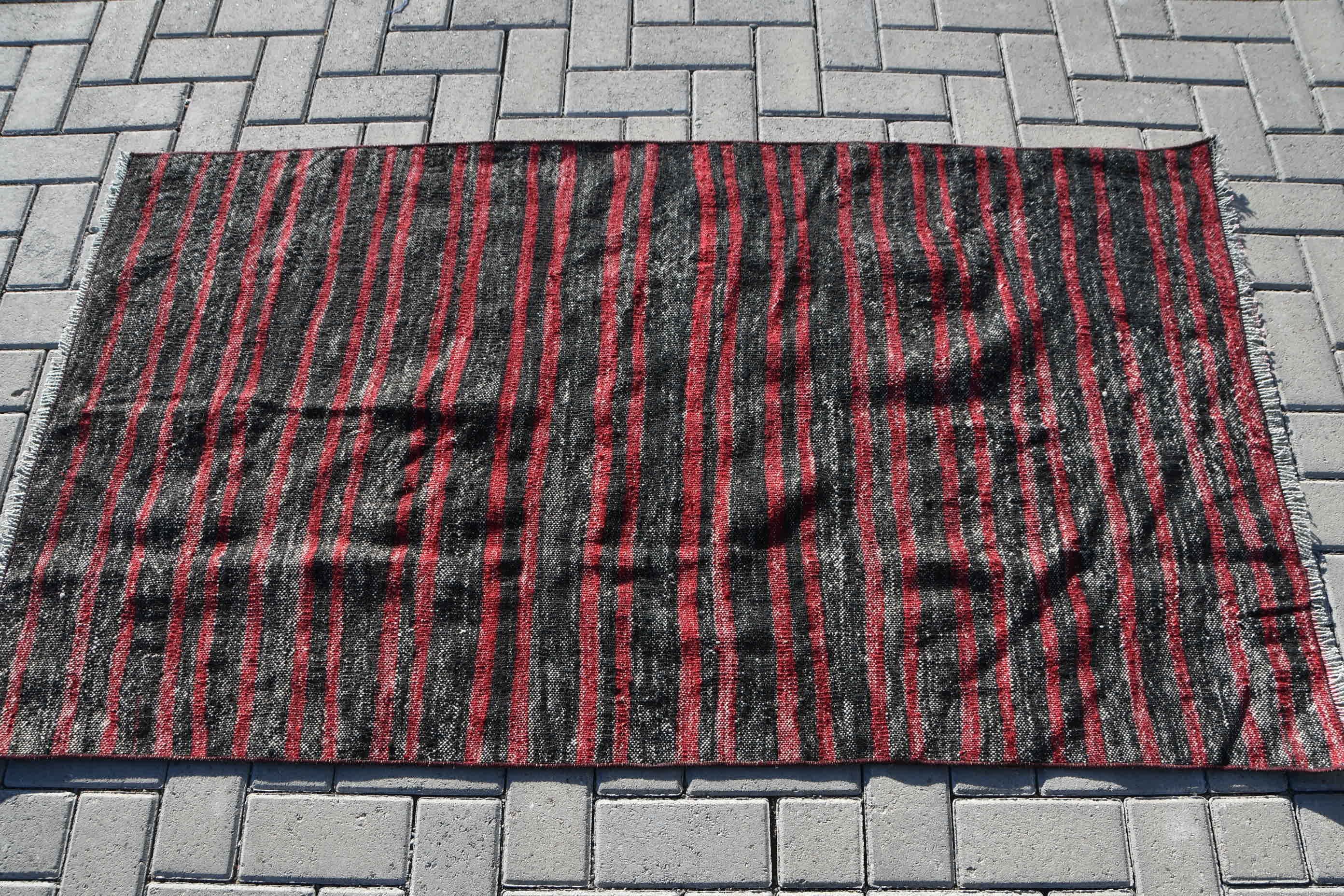 Entry Rugs, Nursery Rug, Vintage Rug, Kilim, Oriental Rugs, Custom Rug, Turkish Rugs, Anatolian Rug, 3.1x5.4 ft Accent Rug, Black Wool Rugs