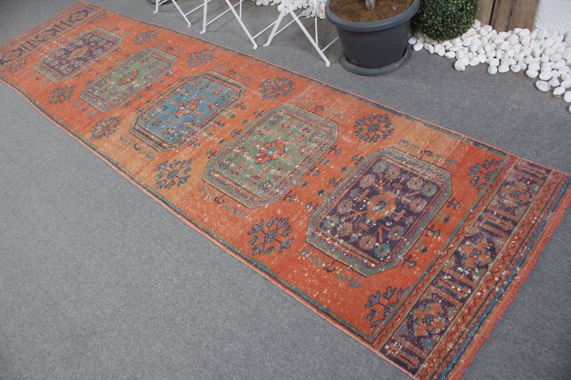 Orange Bedroom Rugs, Turkish Rugs, Stair Rug, Vintage Rugs, Anatolian Rug, 2.9x11.3 ft Runner Rug, Handmade Rug, Corridor Rug