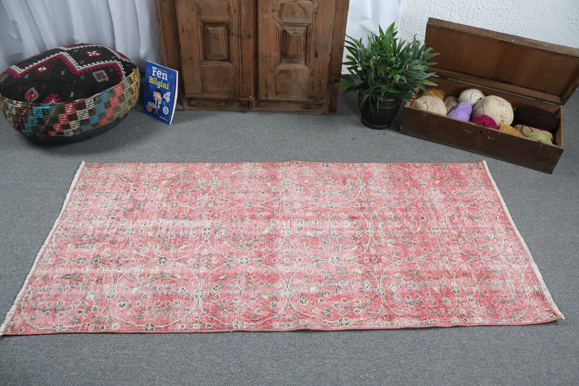 Aztec Rug, Neutral Rugs, 2.8x5.9 ft Accent Rugs, Turkish Rugs, Red Geometric Rug, Rugs for Accent, Bedroom Rugs, Vintage Rugs, Oriental Rug