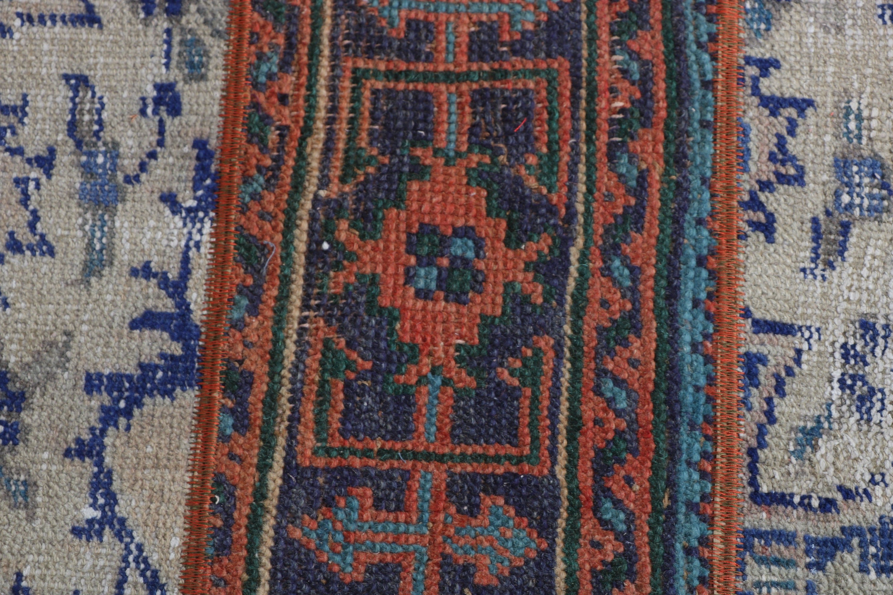 Türk Halıları, Mavi Modern Halı, Vintage Halı, Küçük Alan Halıları, 1.6x2.7 ft Küçük Halı, Giriş Halıları, Oushak Halıları, Giriş Halısı