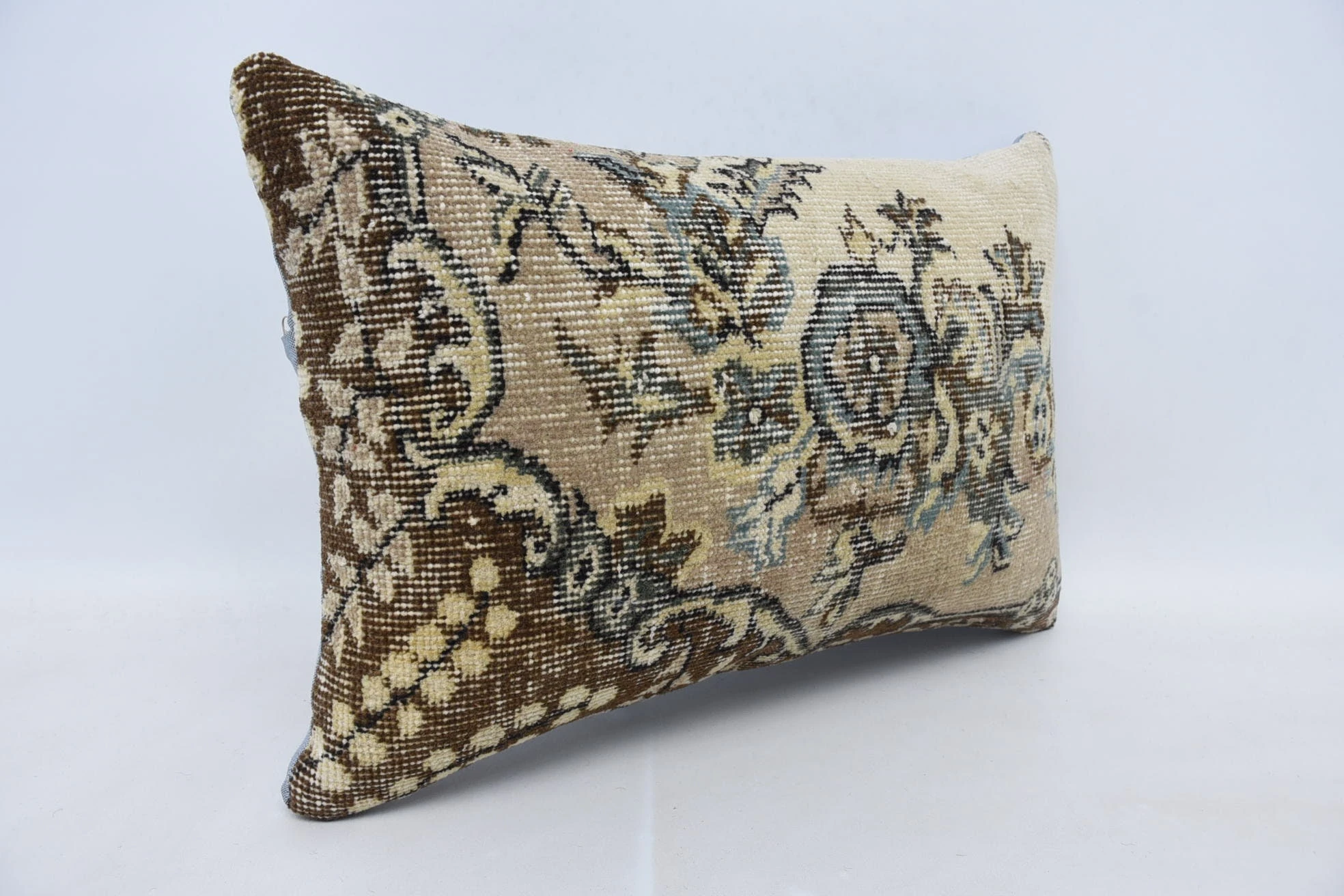 16"x24" Brown Pillow Sham, Boho Pillow, Throw Kilim Pillow, Turkish Rugs Cushion Case, Wool Kilim Pillow Pillow, Boho Pillow Sham Cover